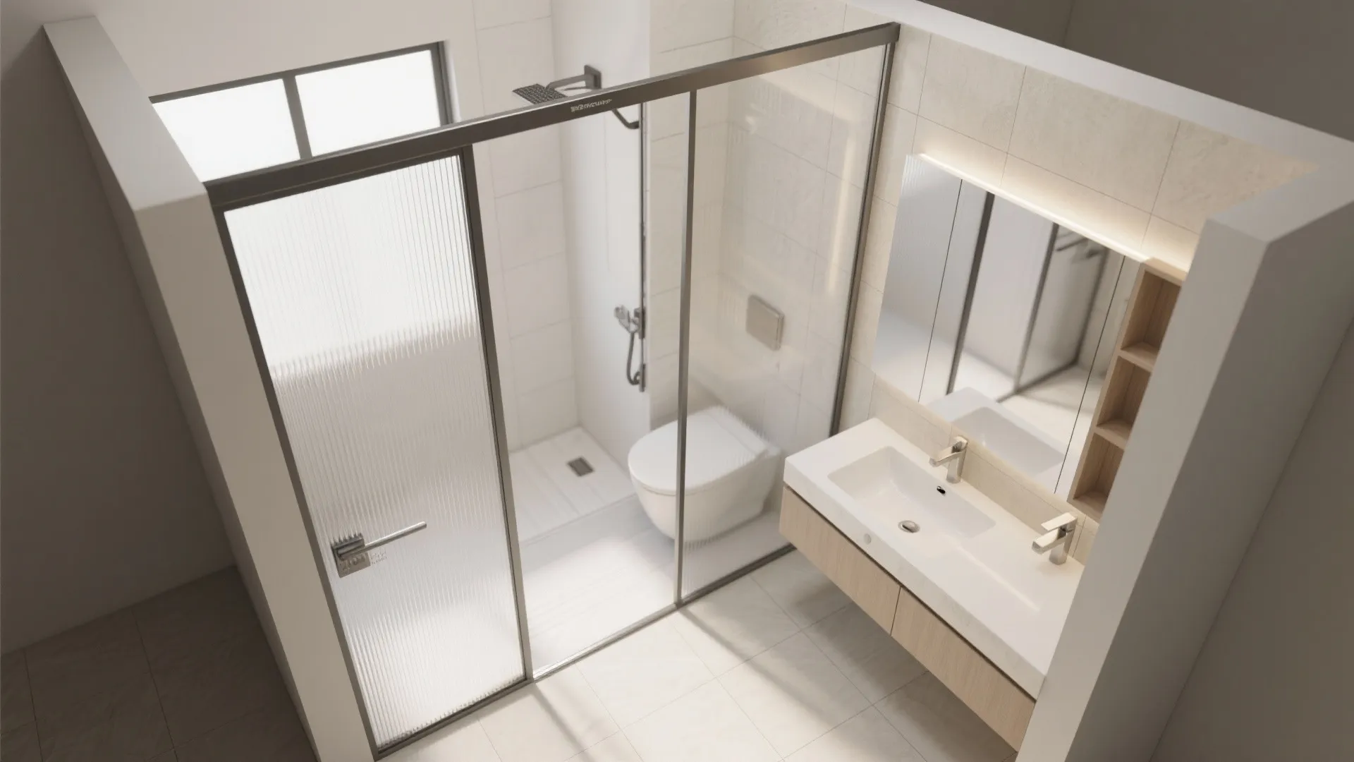 Sliding or pocket aluminium doors to reclaim floor clearance