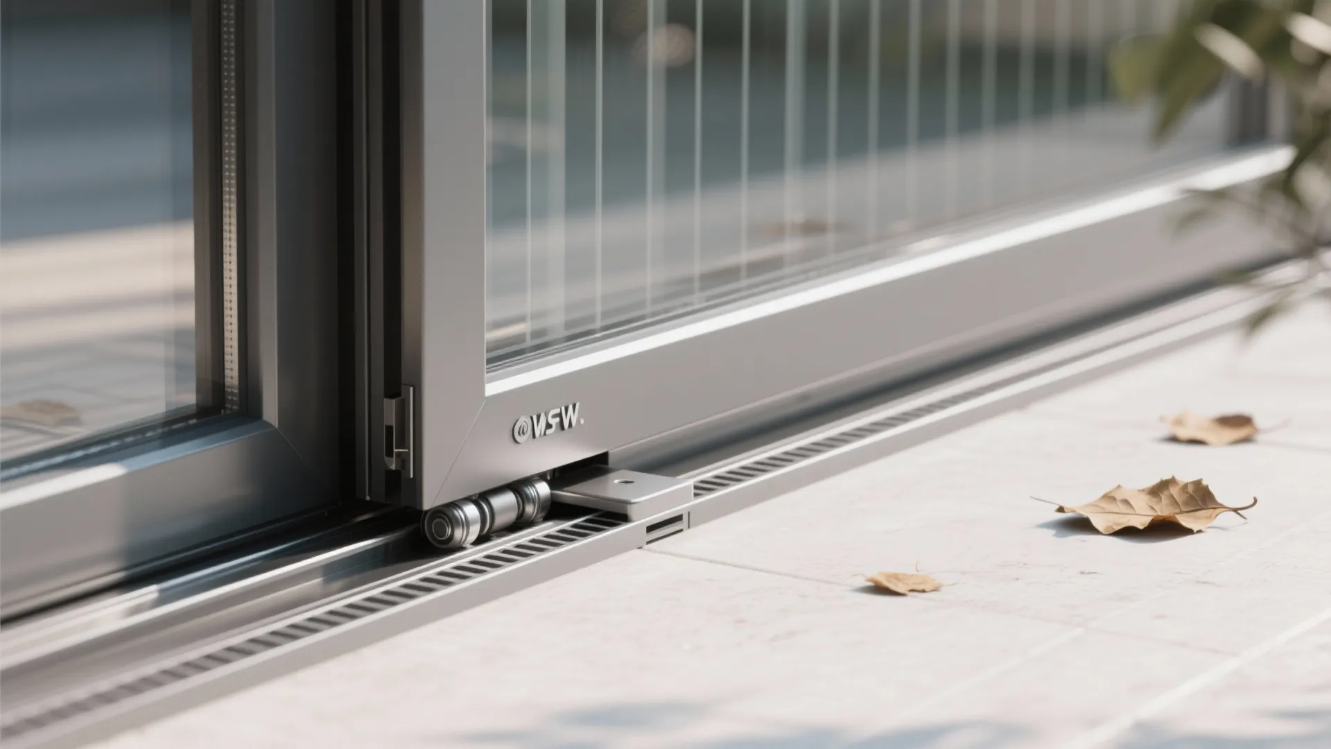 Minimal framed sliding door with slim grill