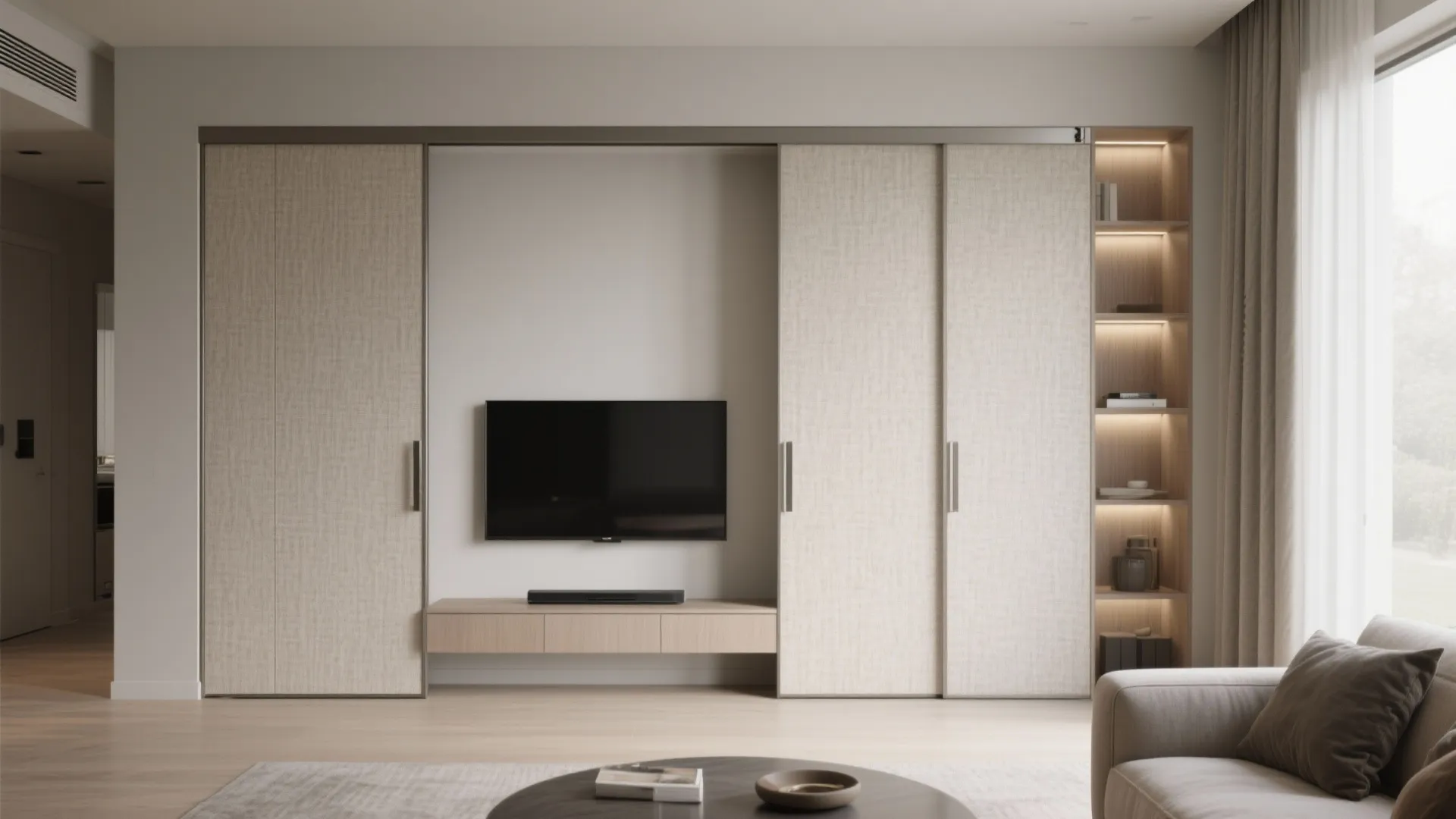 Sliding-Door Cabinets That Hide the TV