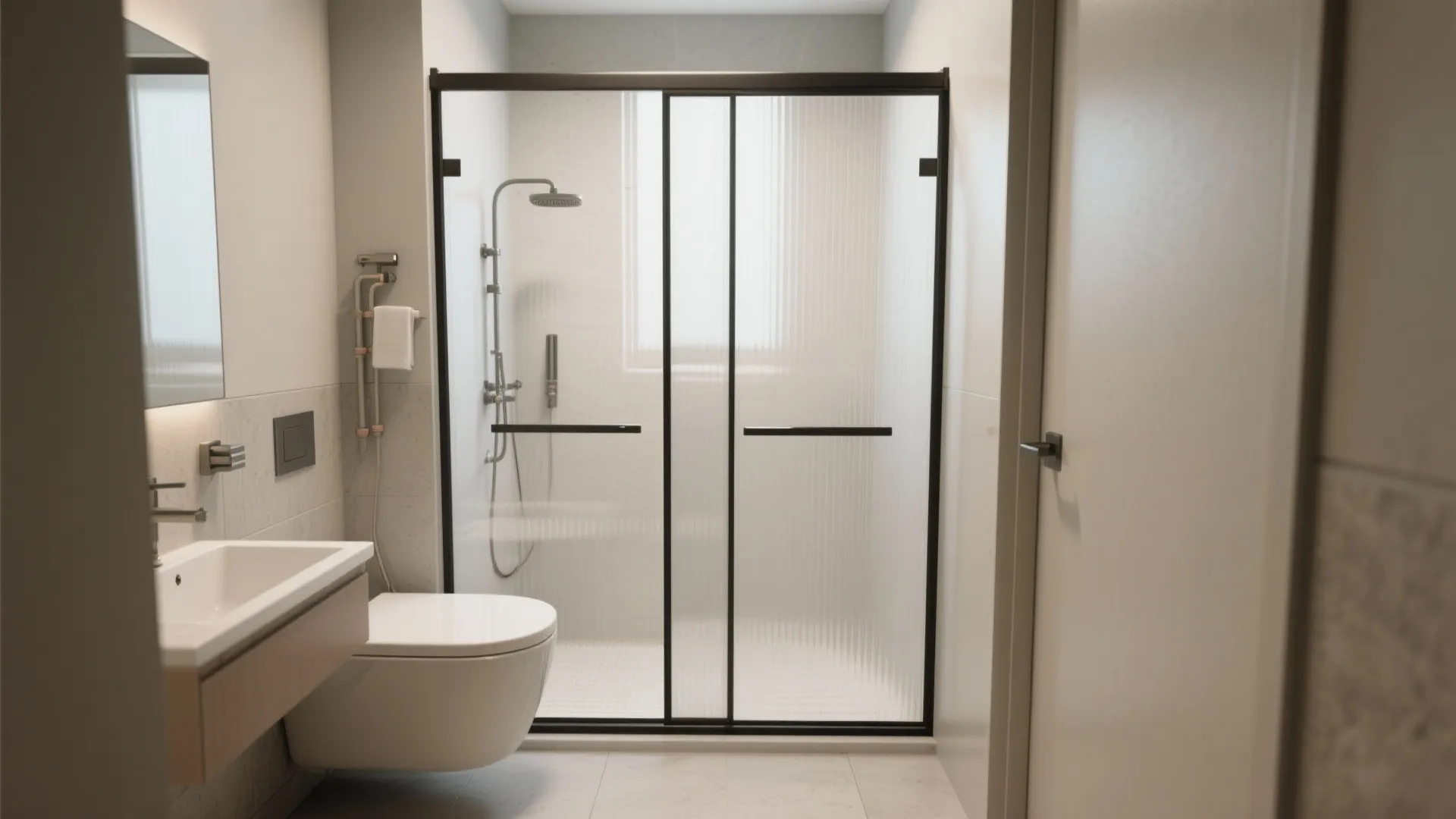 5. Sliding bath screen for maximizing floor clearance