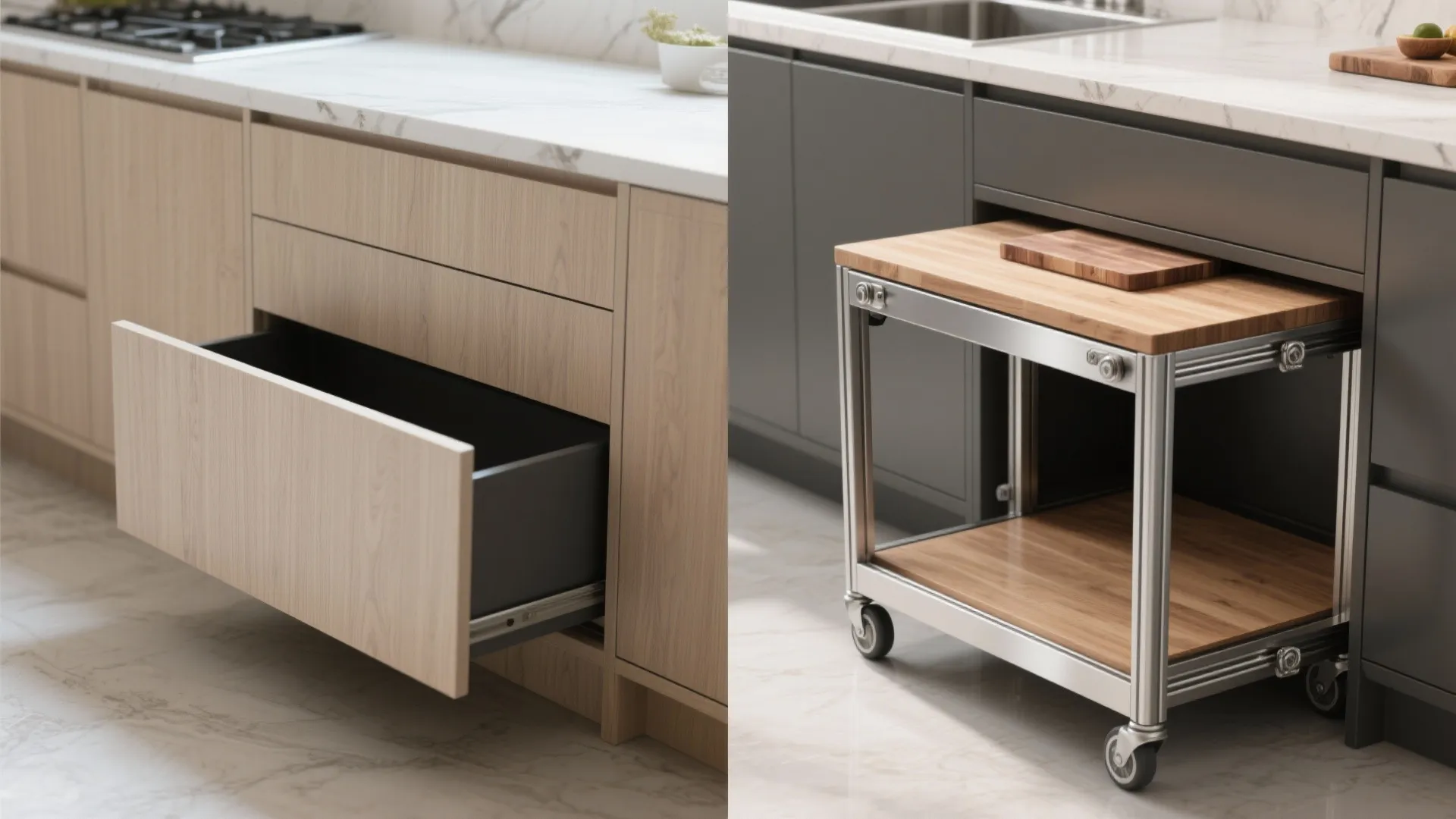 5. Sliding Under-Counter Cart on a Track