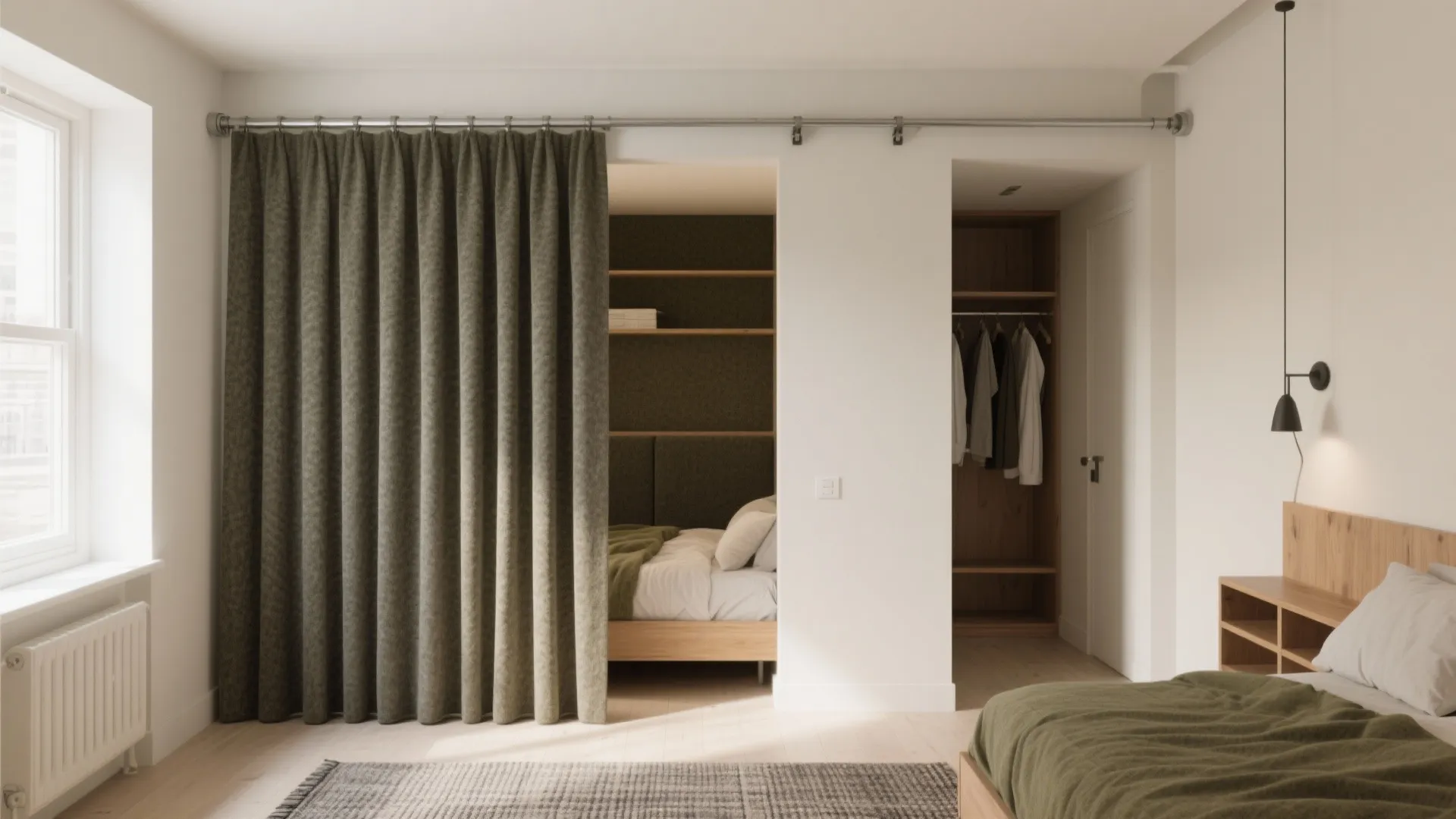 Idea 3: Use a Parda as a Sliding Wall (Room Divider)