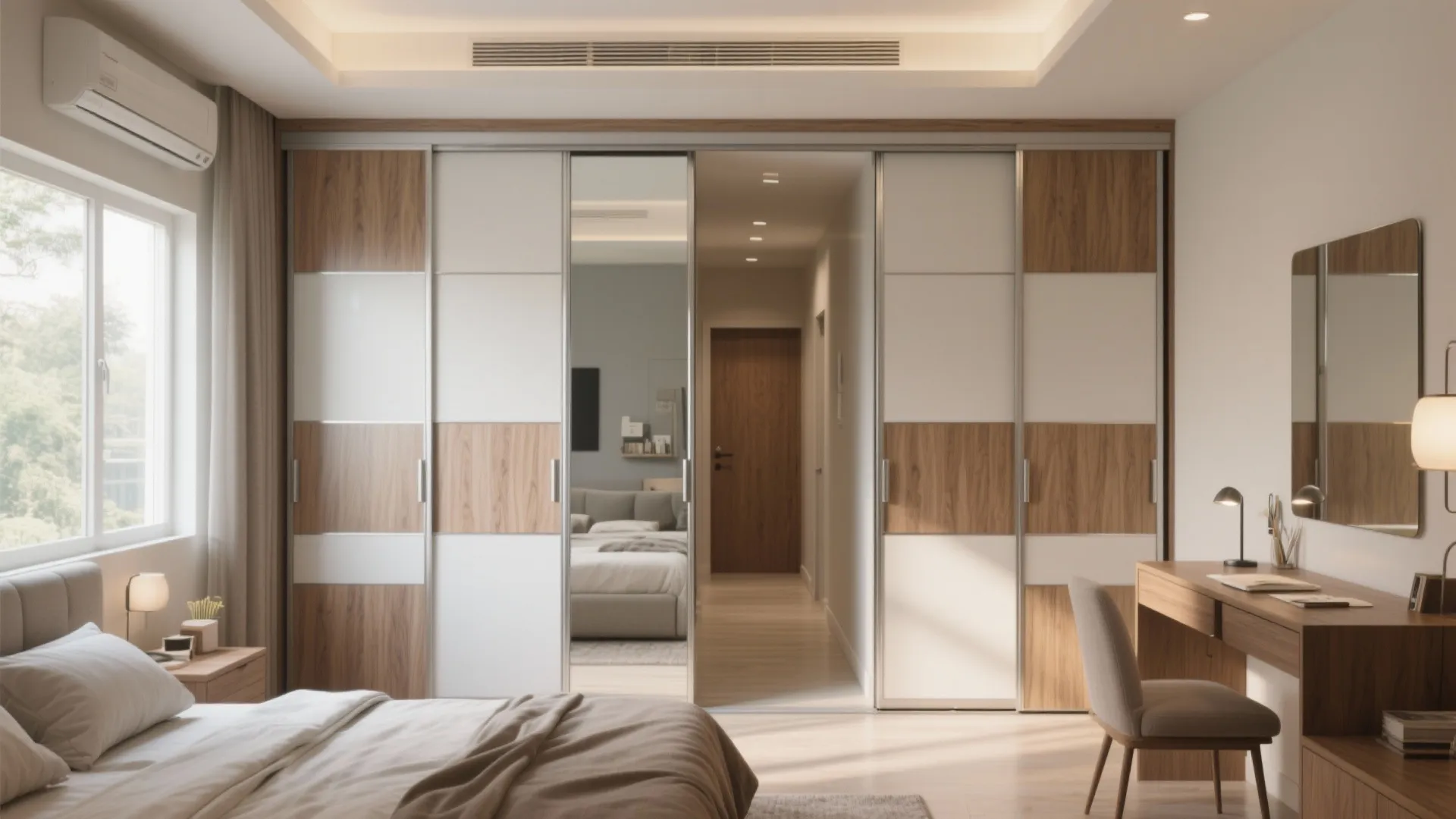 3) Sliding doors and smart wardrobes for circulation