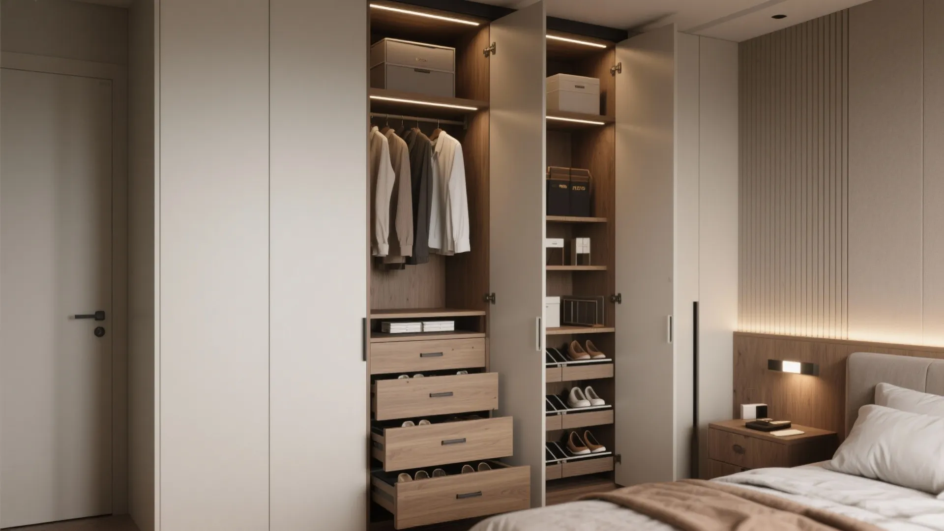 3. Sliding door wardrobes with built-in organizers
