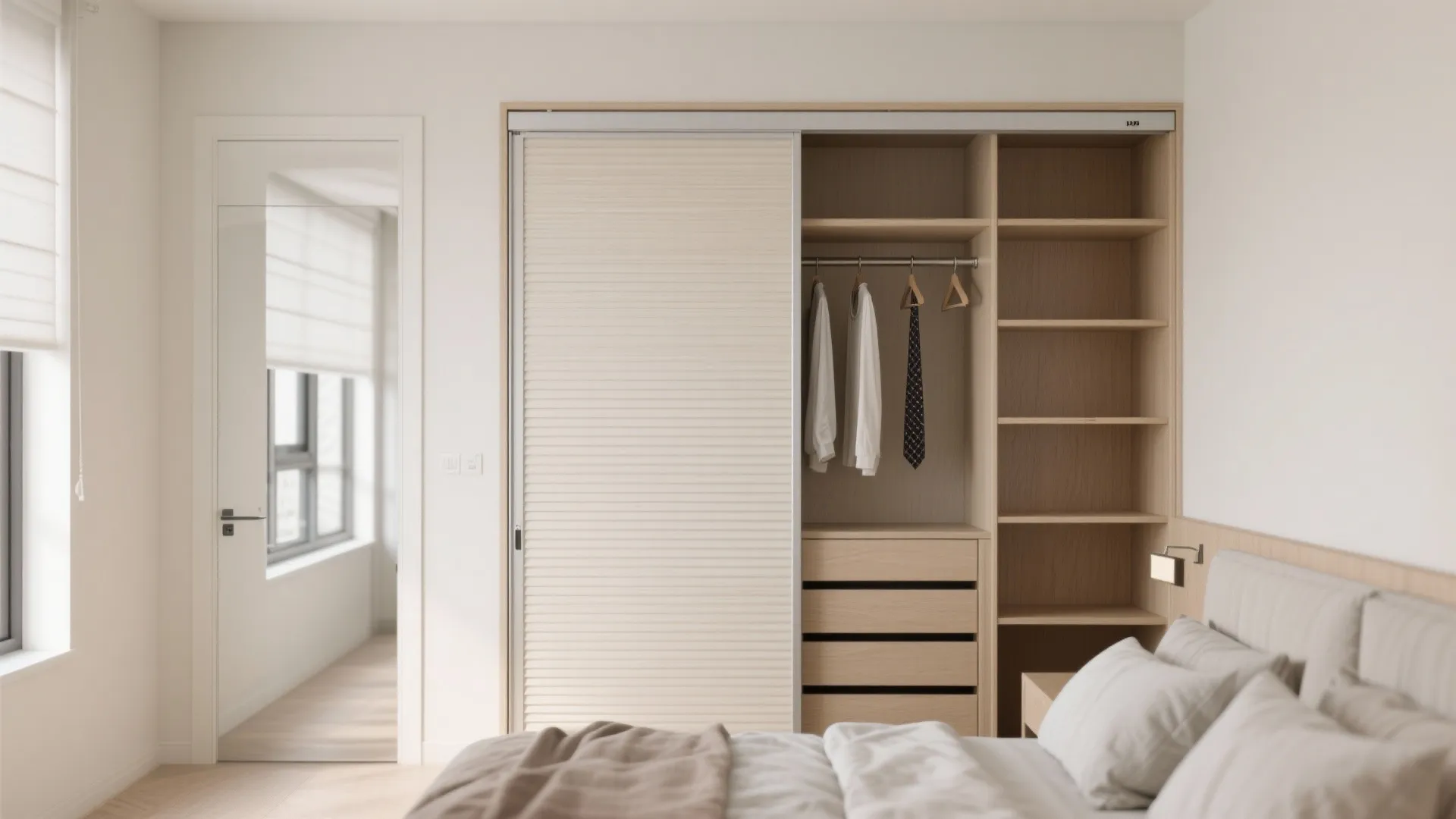 Space-saving wardrobes with internal organizers