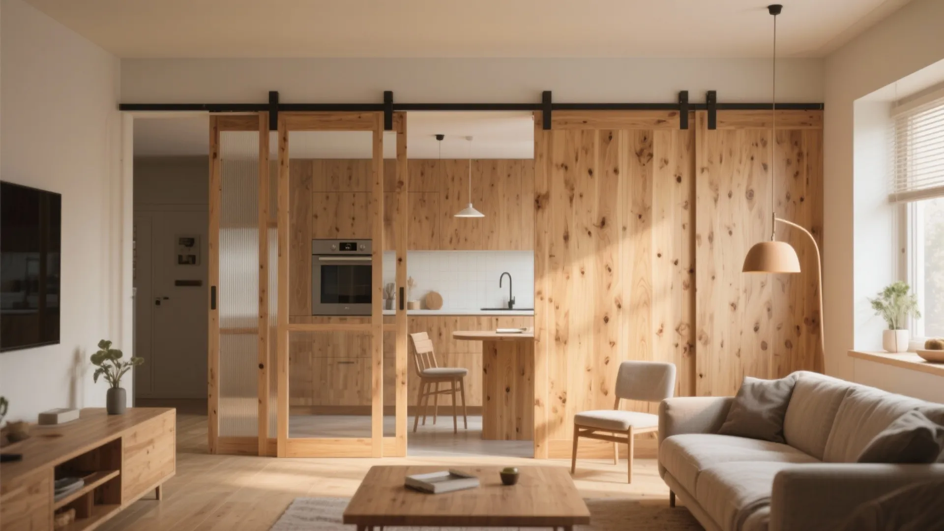 Sliding wooden panels