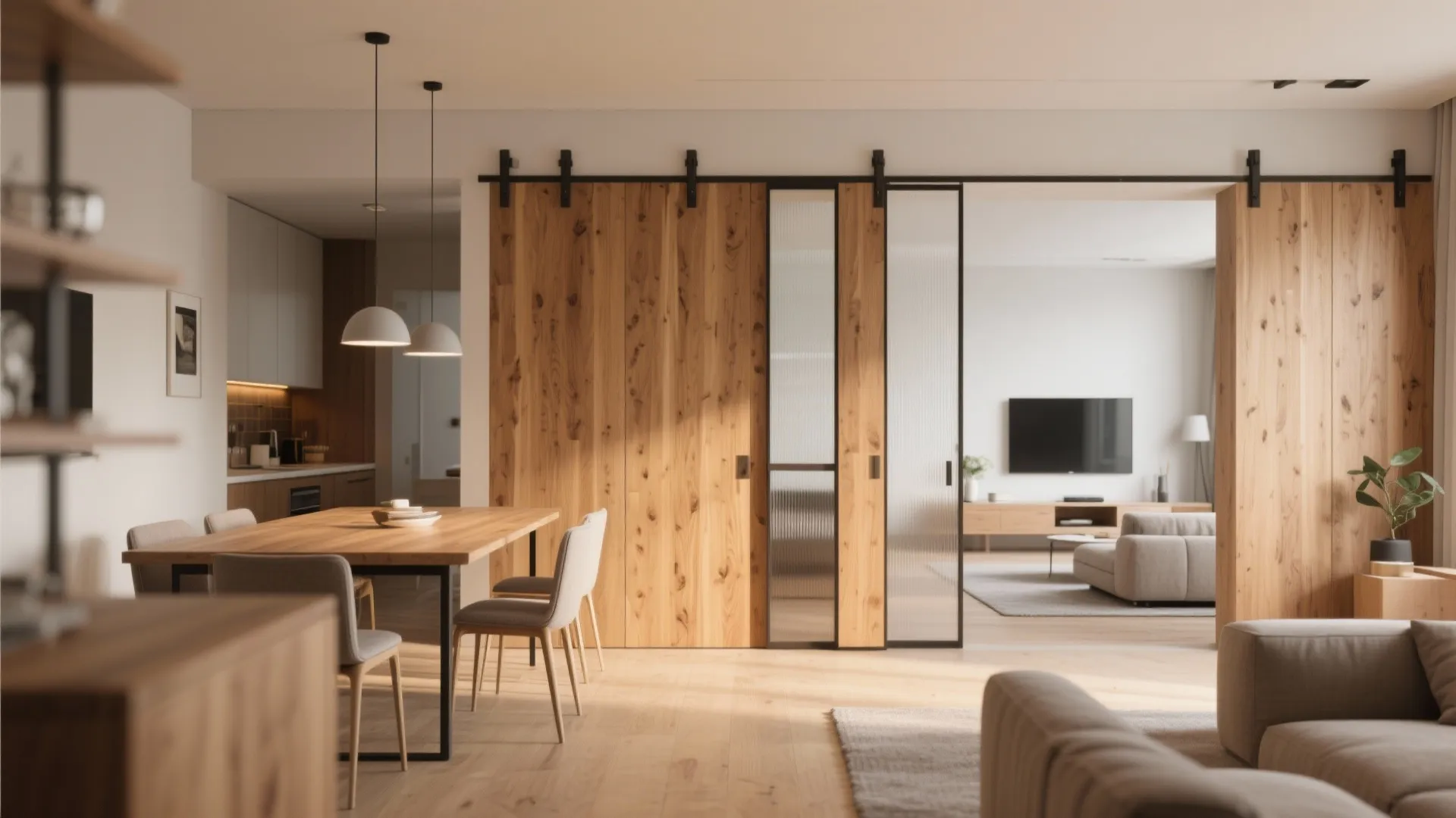 Sliding wooden panels