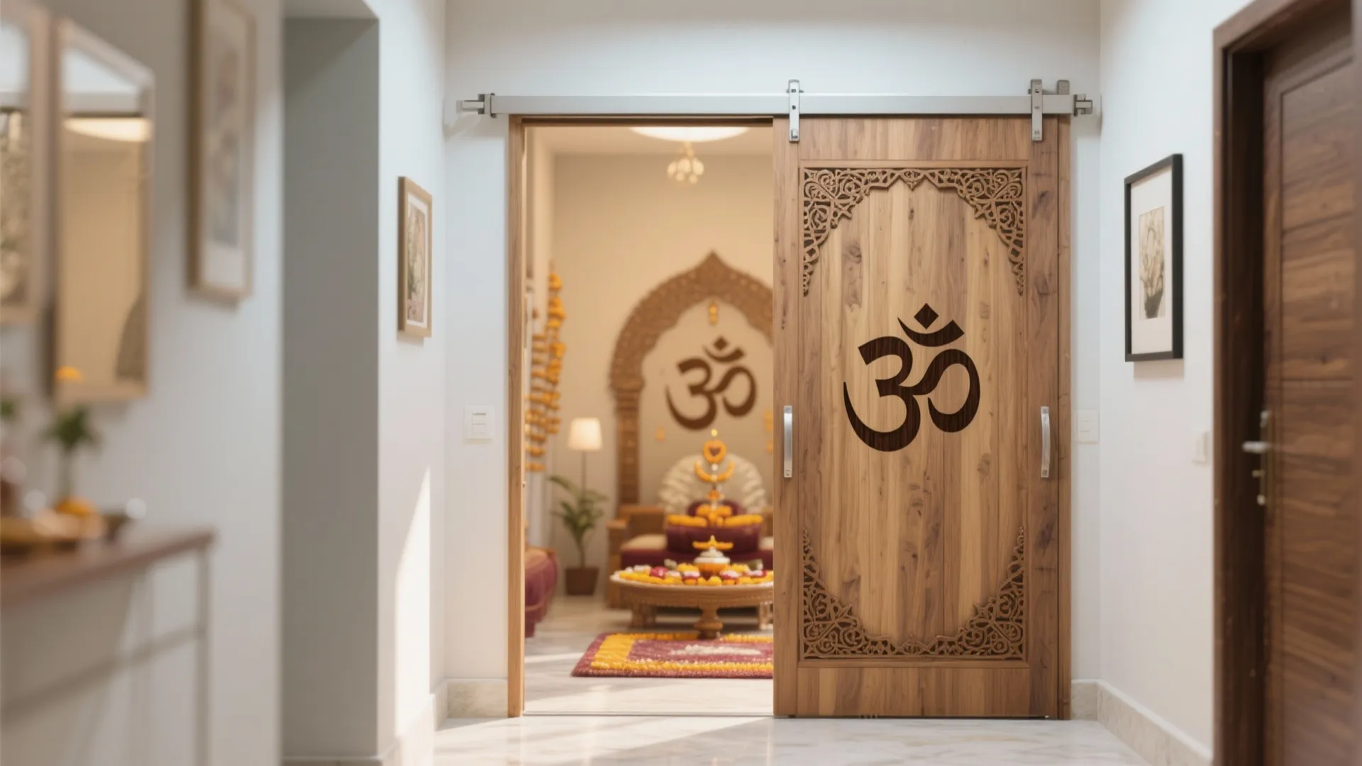 Sliding Wooden Doors with Minimal Carving