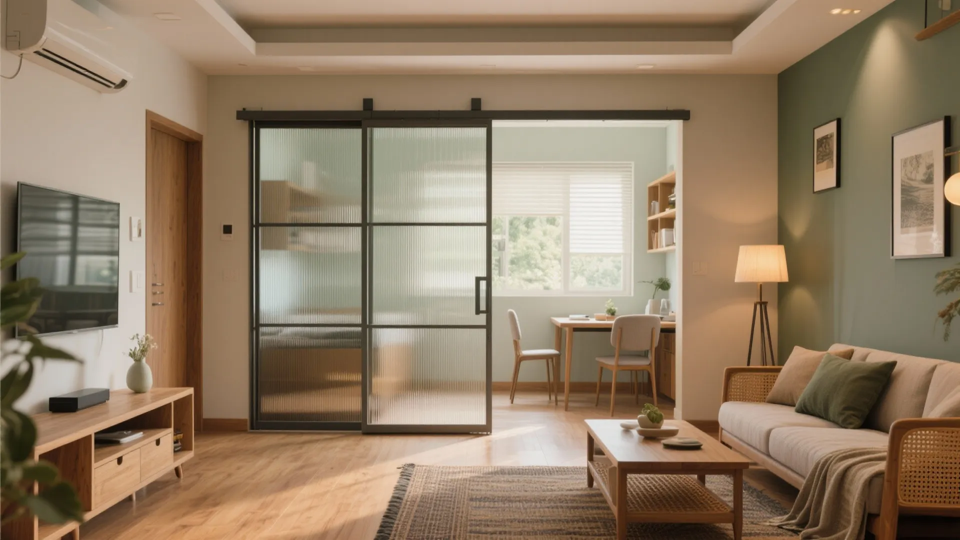 1) Flexible zones with sliding partitions