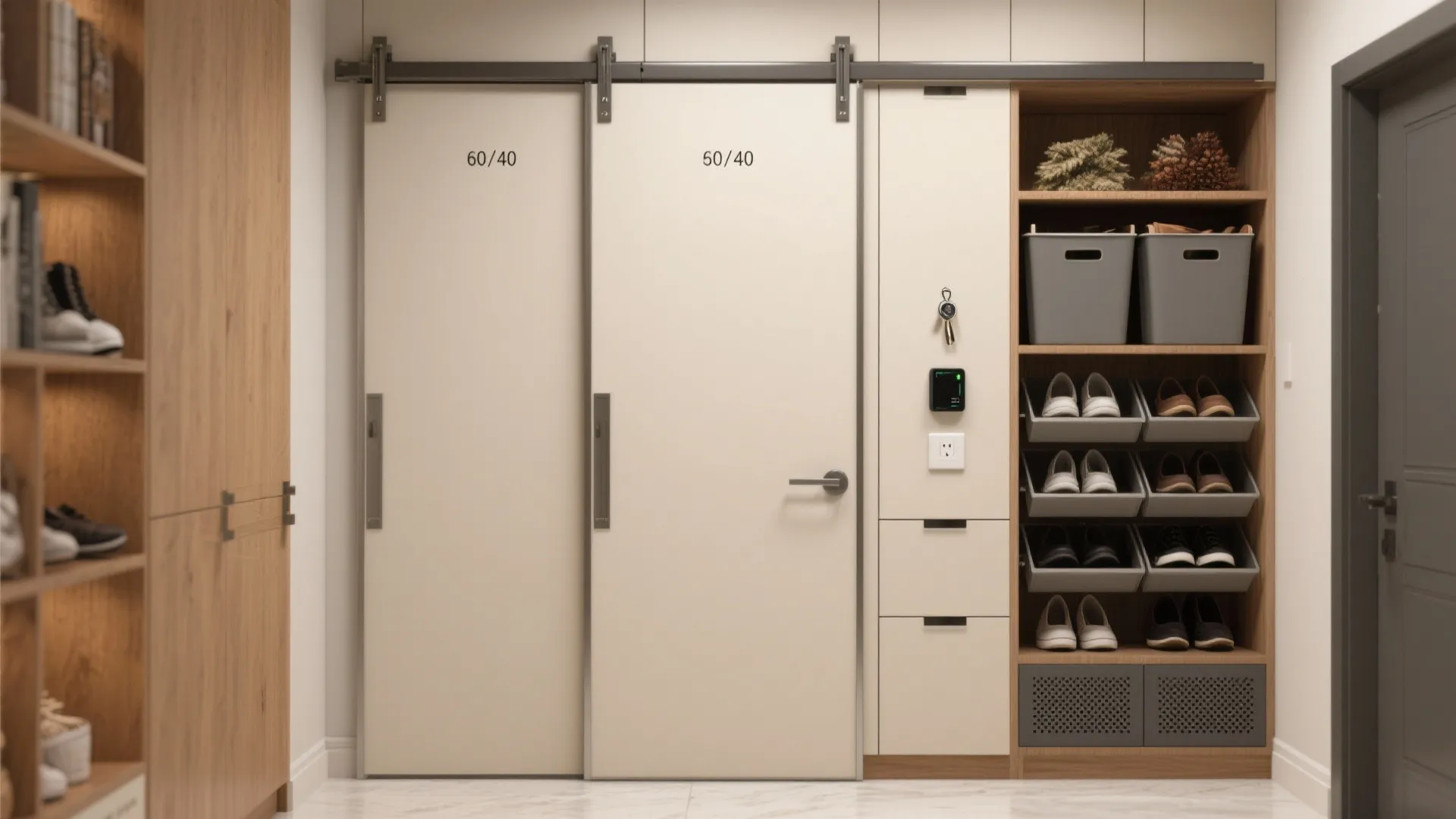 Sliding doors with internal zoning