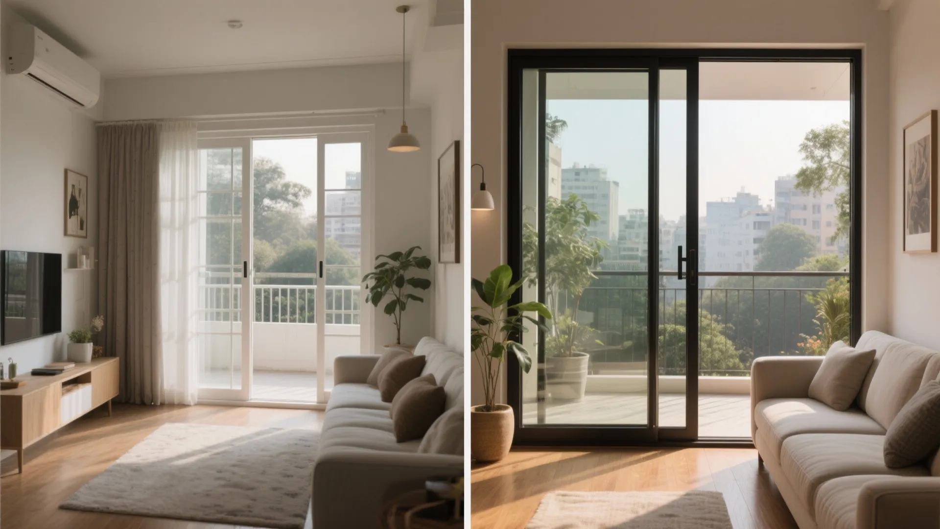 Minimal-frame glazing for small apartments