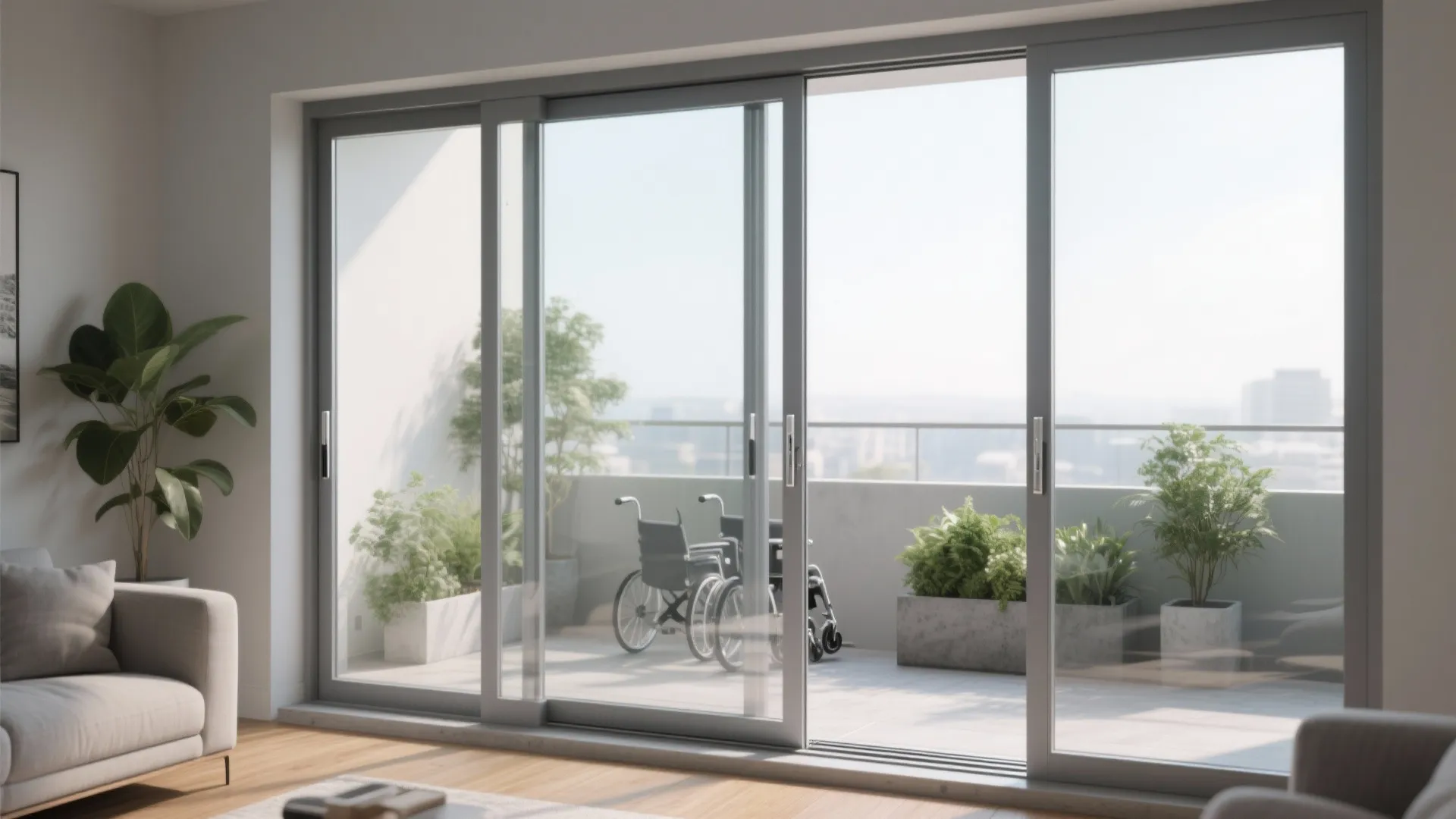 1) Slim-frame Aluminum Sliding Doors