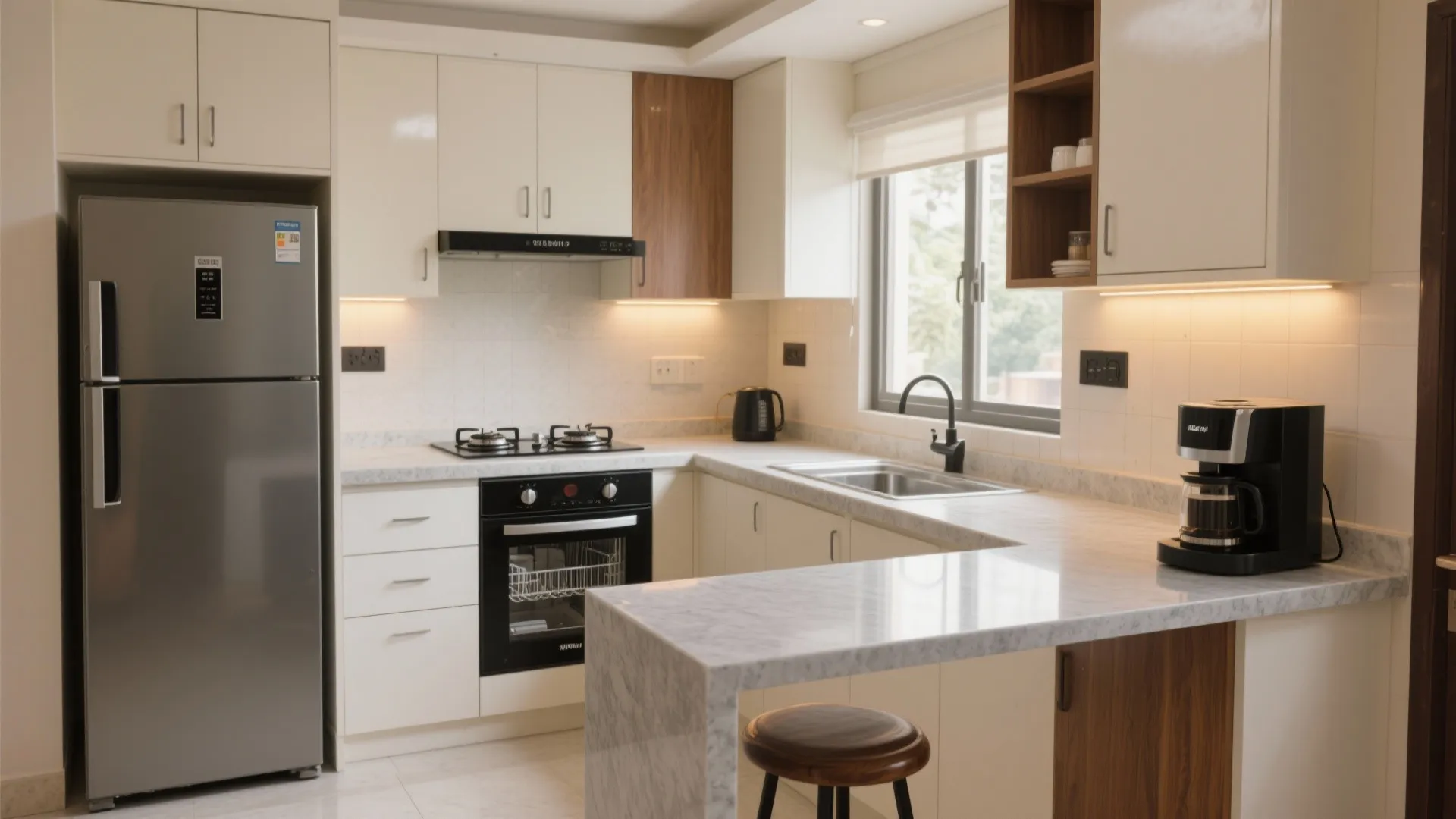 Slimline appliances and a multi-use counter