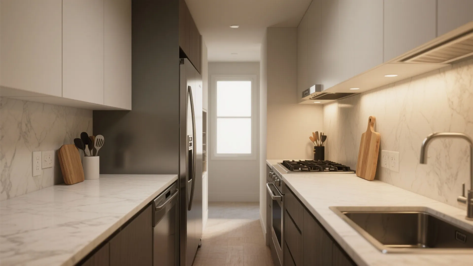 3. Slim appliances and continuous countertops