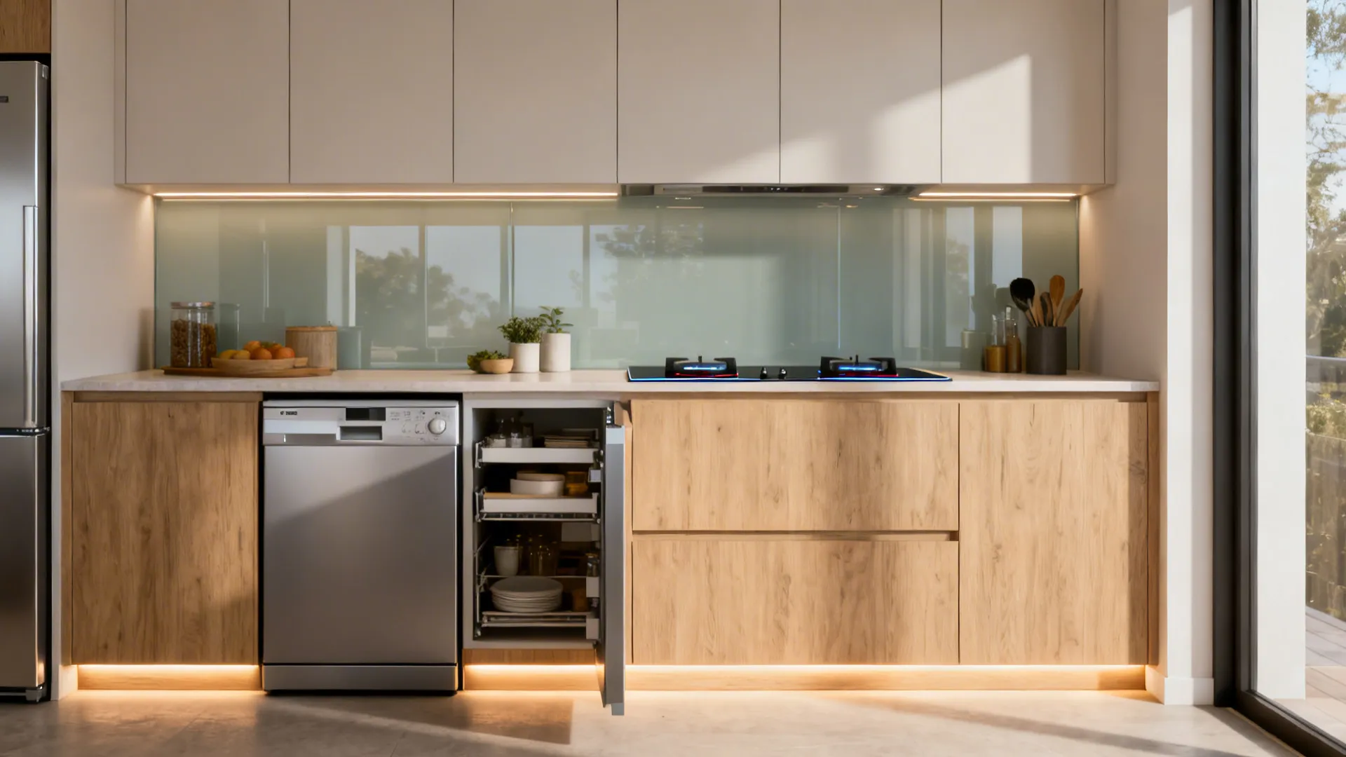 5) Slim Appliances and Integrated Lighting