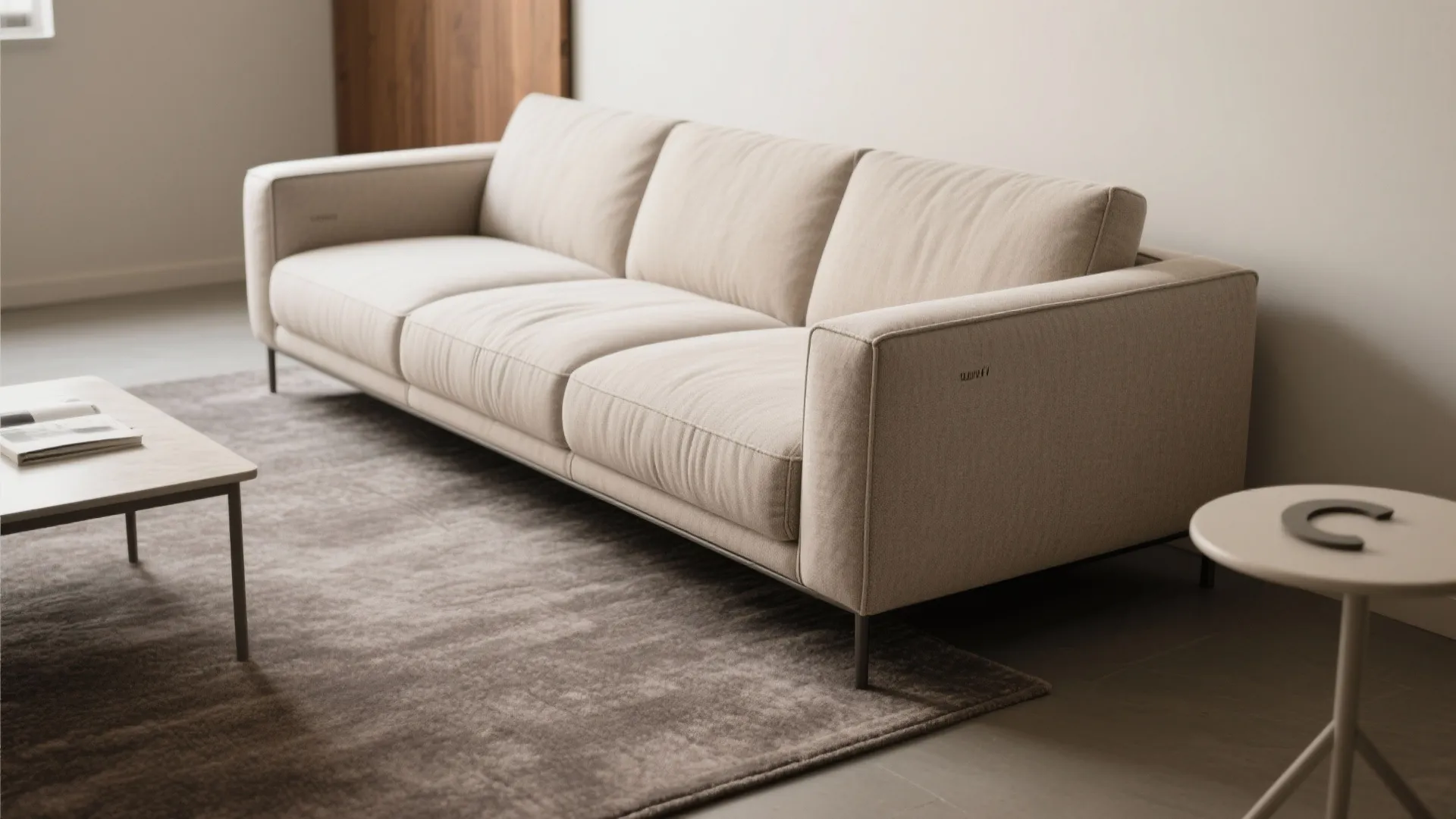 Slim-arm deep seat sofa