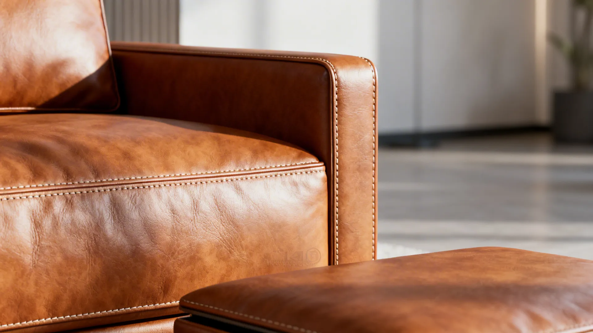 1. Slim-arm two-seater with storage ottoman