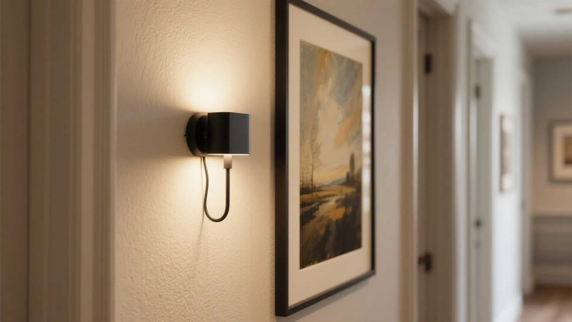 2. Slim black art lights to highlight wall decor