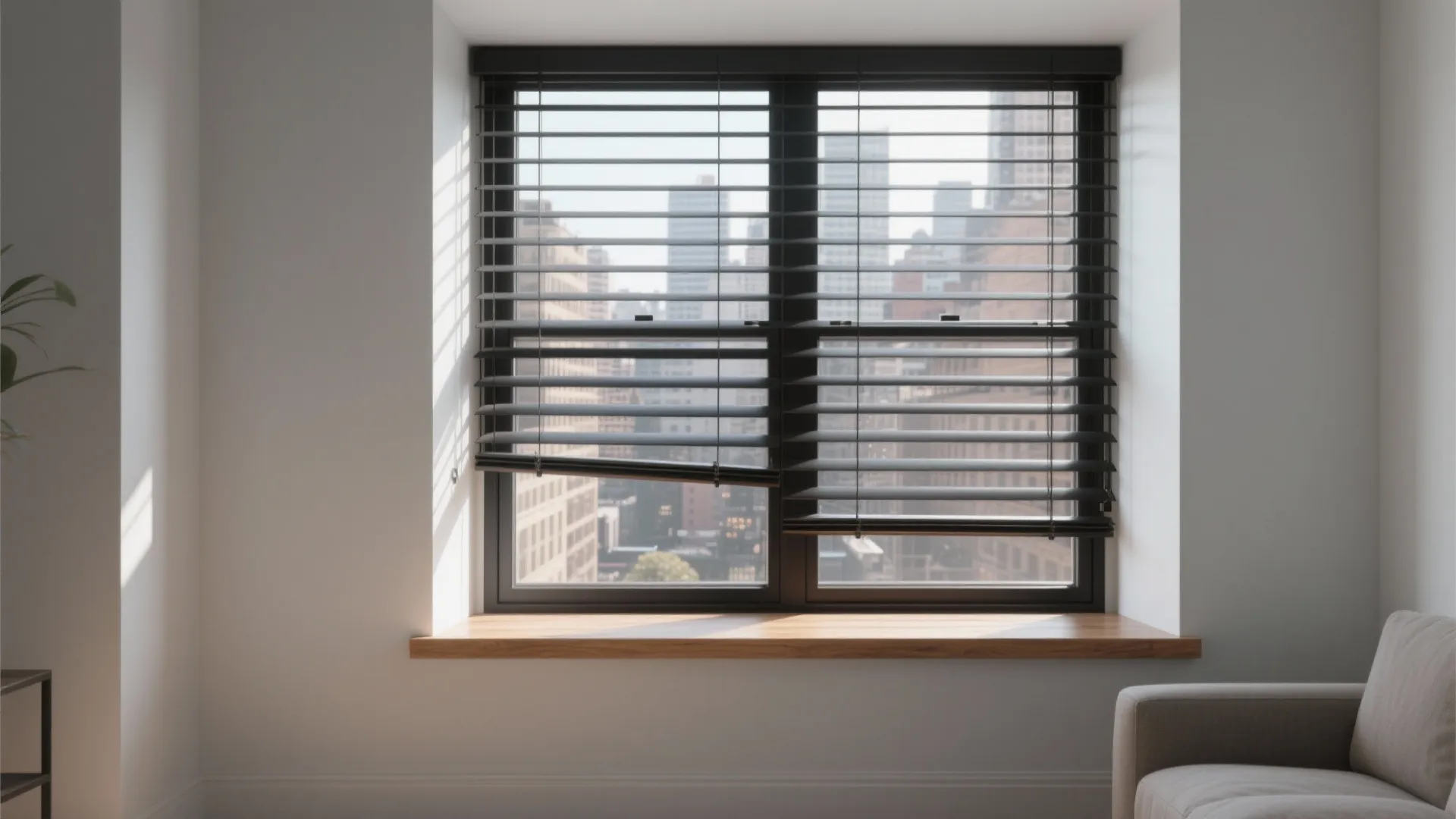 1) Slim, asymmetrical grilles that frame the view