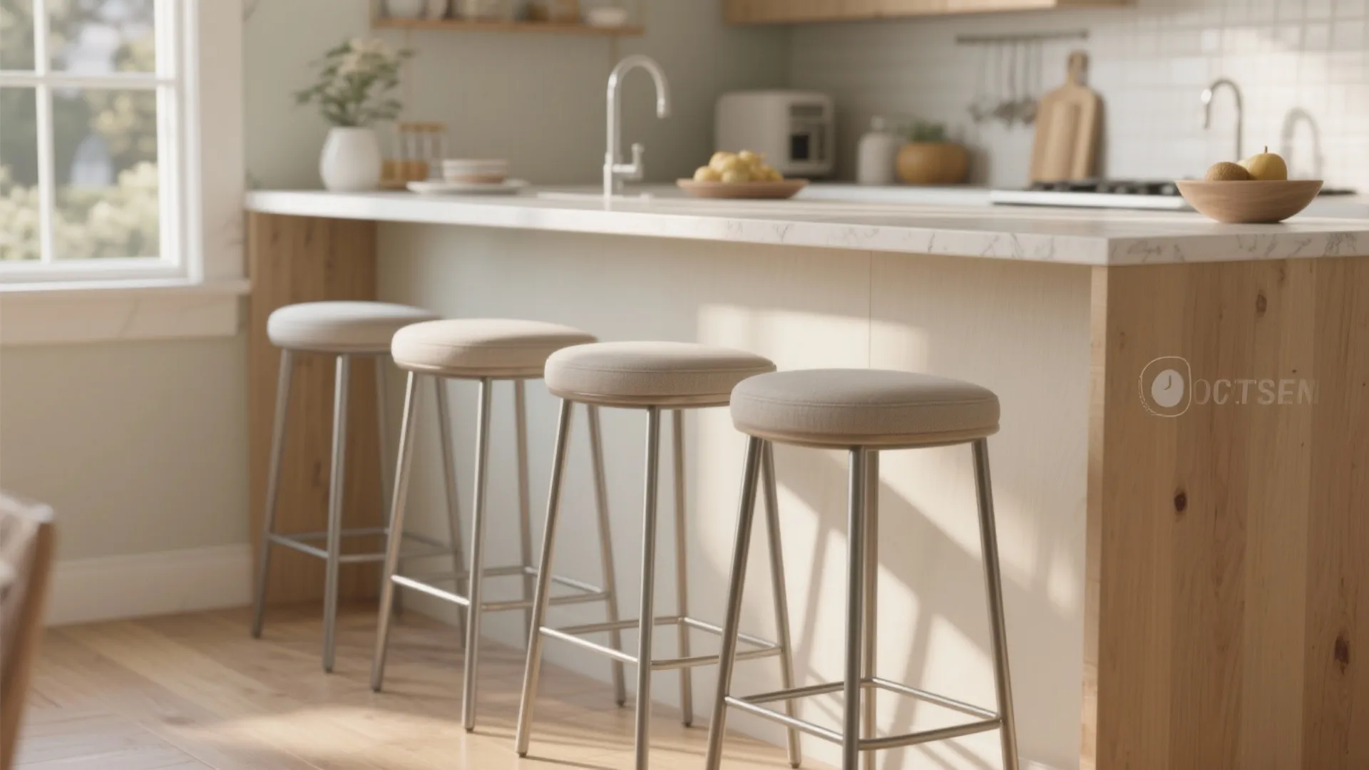 1. Slim-back stools with a narrow footprint