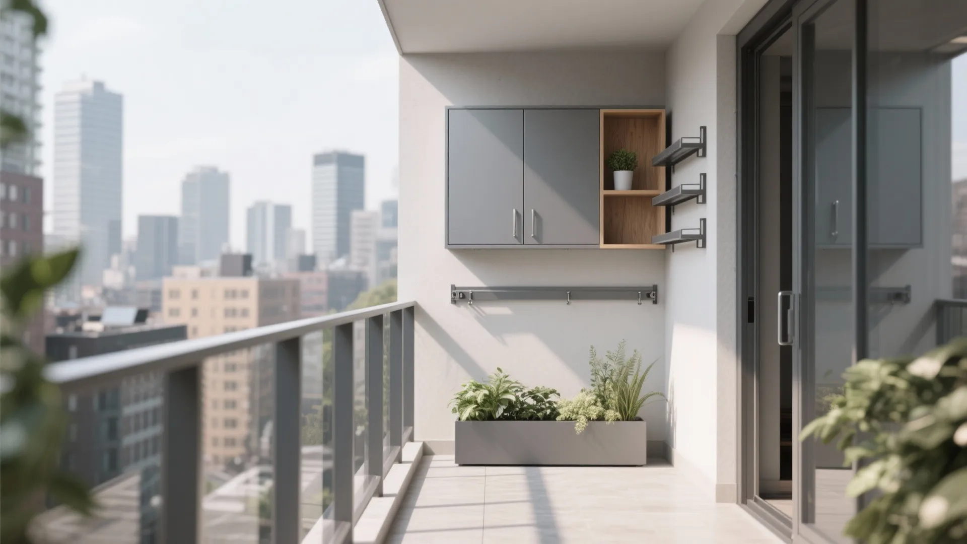 Minimalist Storage for Slim Balconies