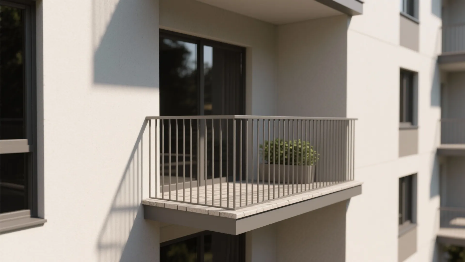 Minimalist slim-bar balcony grill