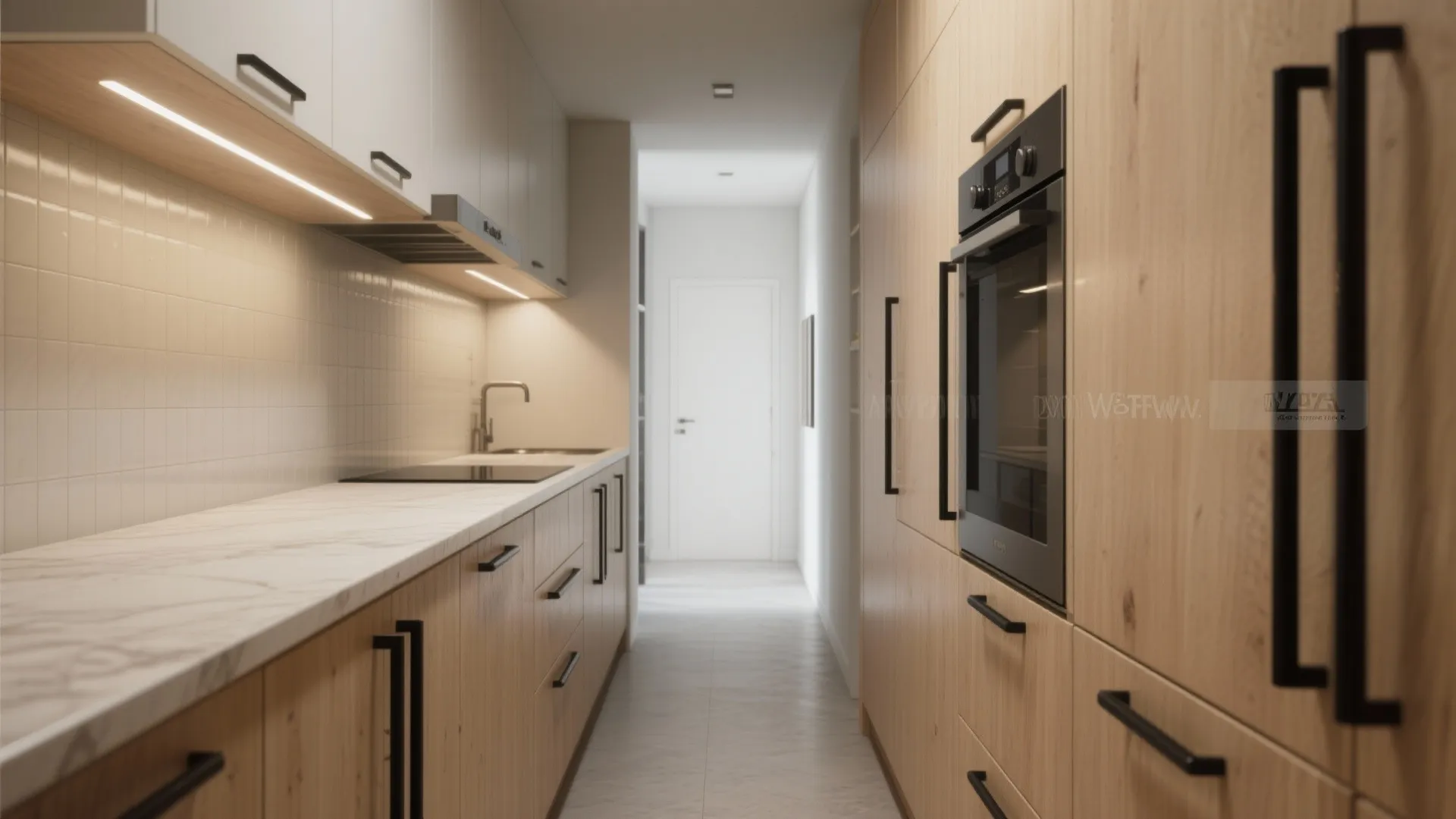 2. Slim bar handles to elongate cabinets