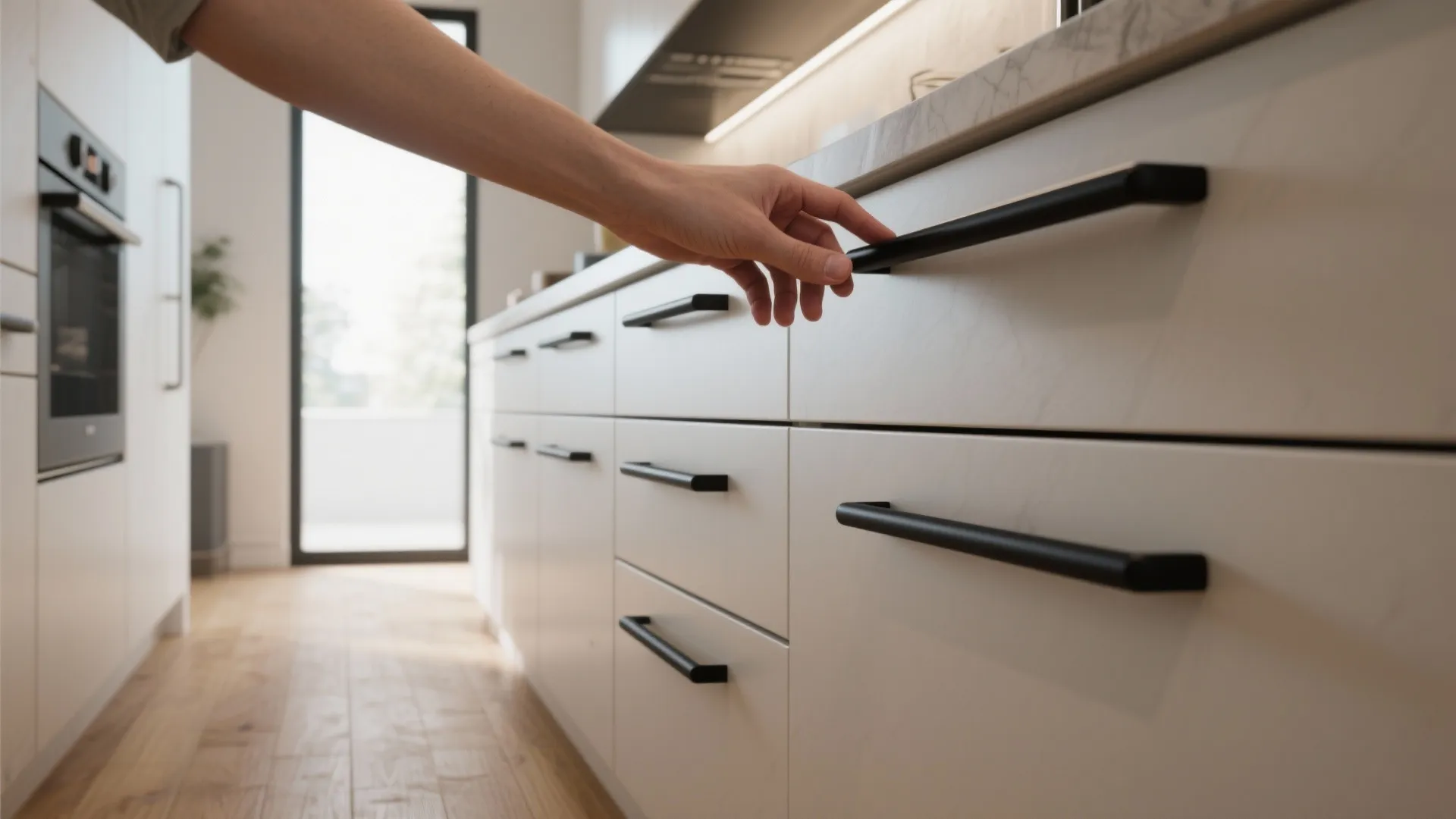 2. Slim bar pulls to elongate narrow drawers