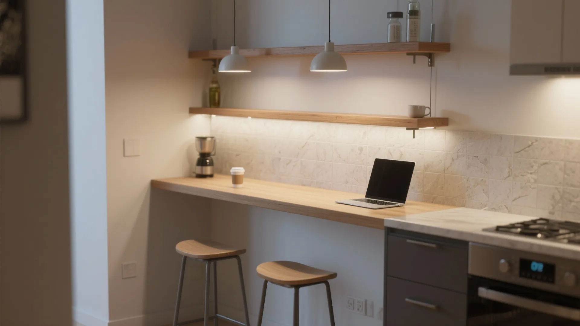 3. Slim Bar Counter or Wall-Mounted Shelf