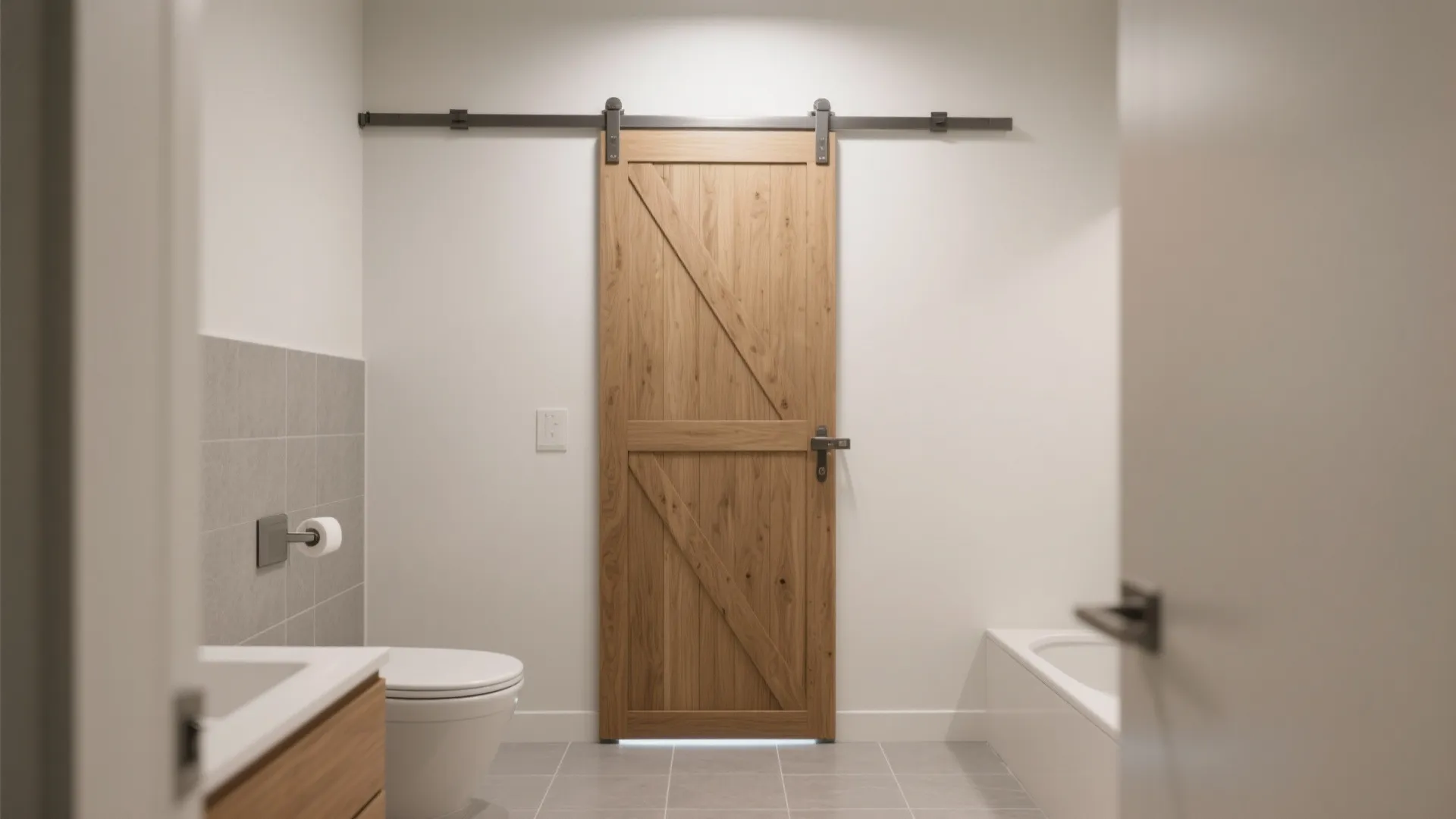 Idea 2: Slim barn door with soft-close and seals