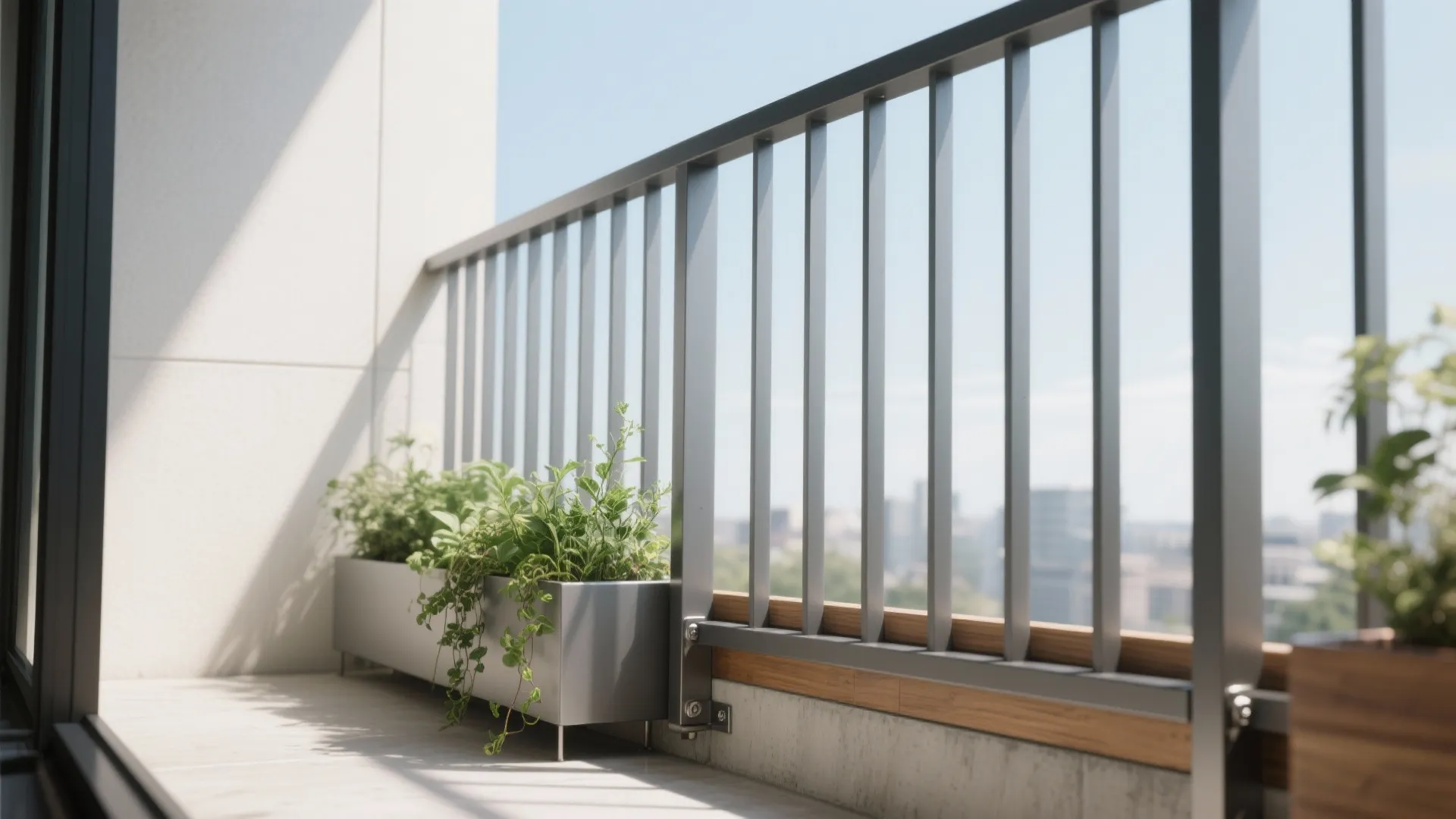 Slim Vertical Bars with Planter Rail