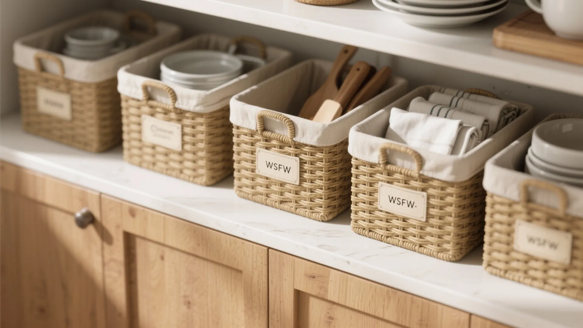 2. Slim Storage Baskets: Hide What You Don’t Use Often
