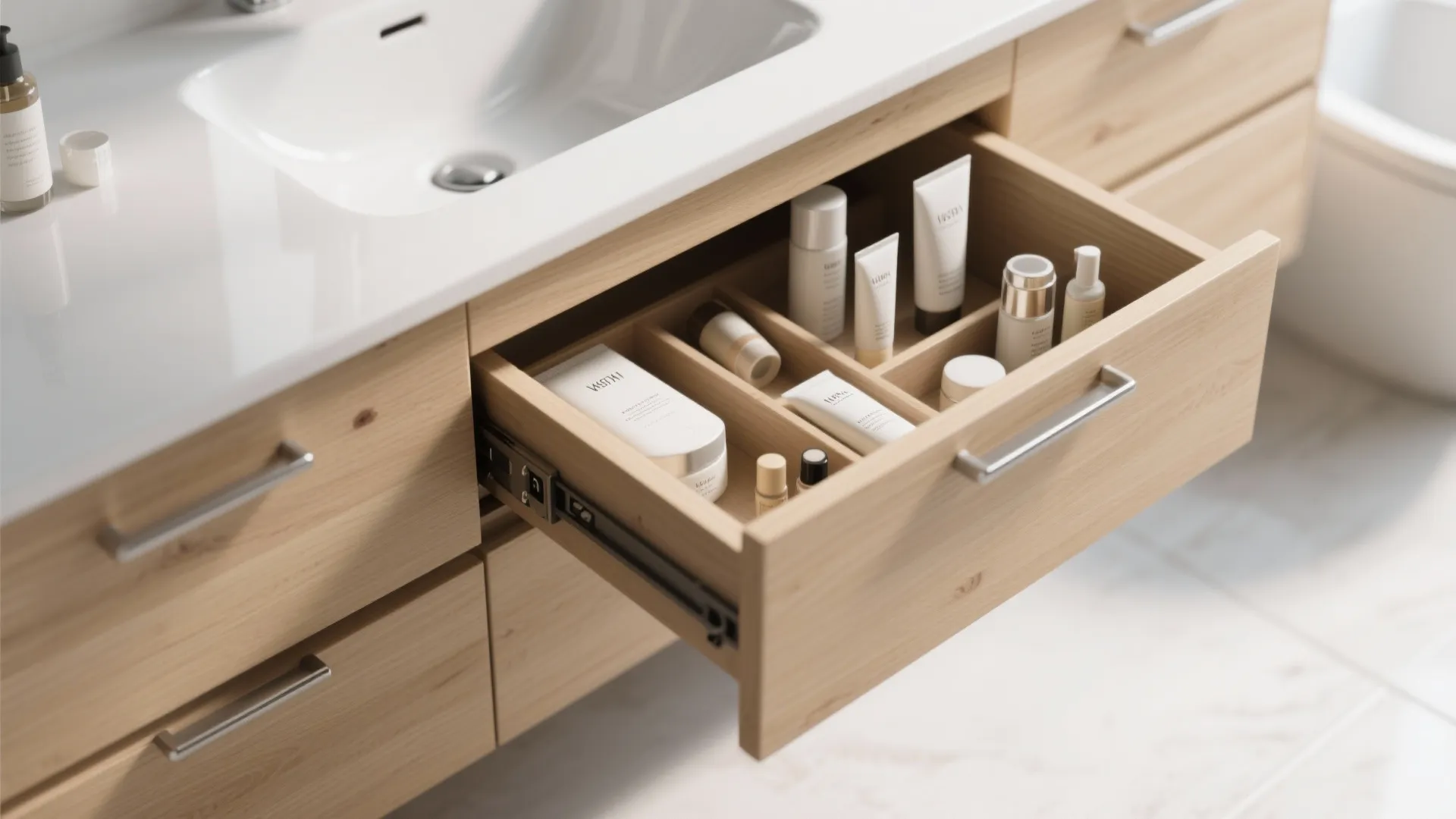 2. Slim Drawers with Deep Storage