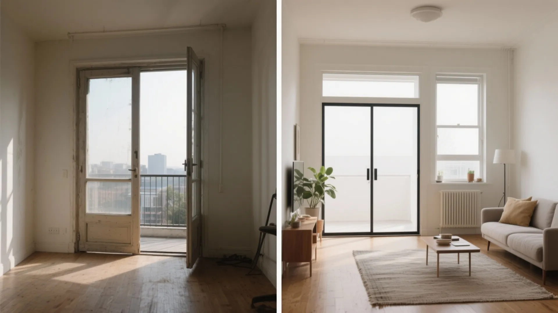 1) Slim-frame sliding doors with fixed lights: more view, less bulk