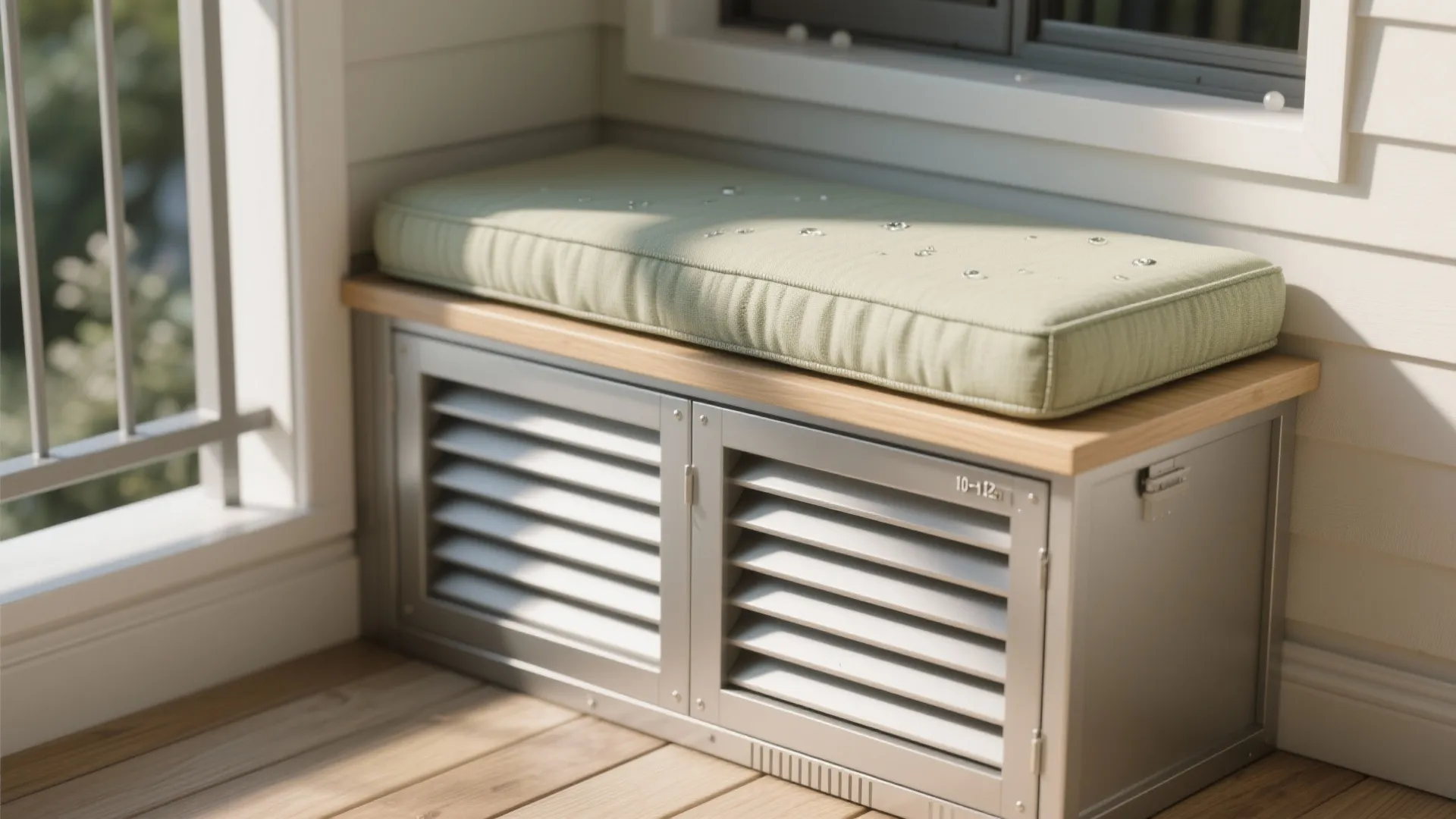 Skinny Storage Bench with Weatherproof Cushions