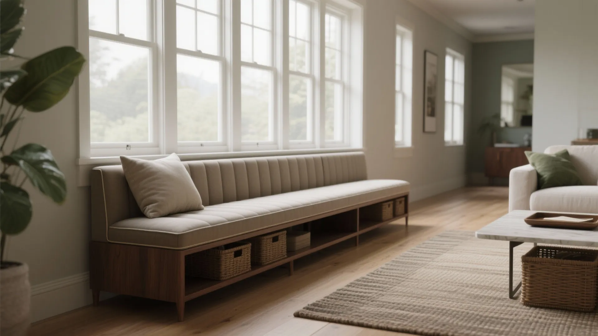 Slim Bench-Ottoman to Stretch a Narrow Room