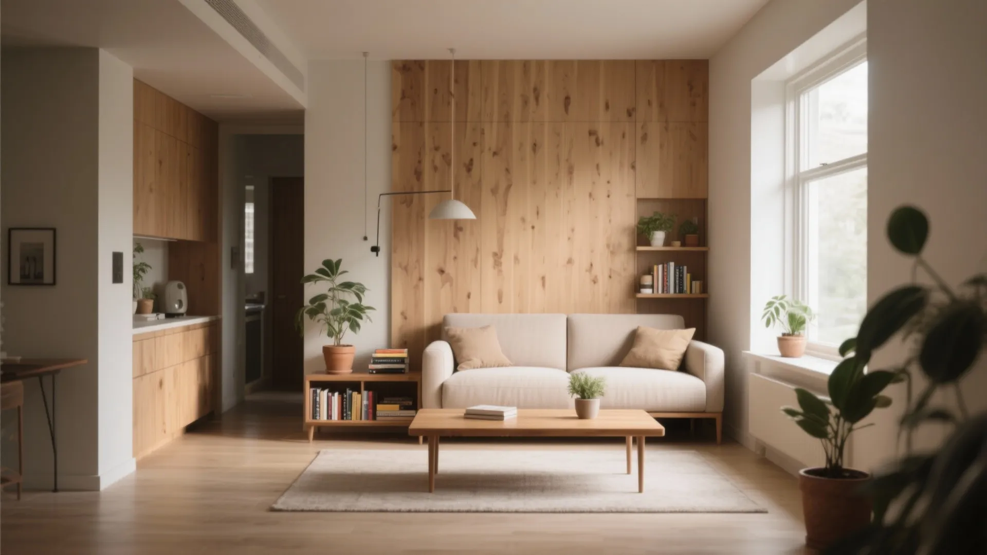 4. Slim Bench Behind the Sofa