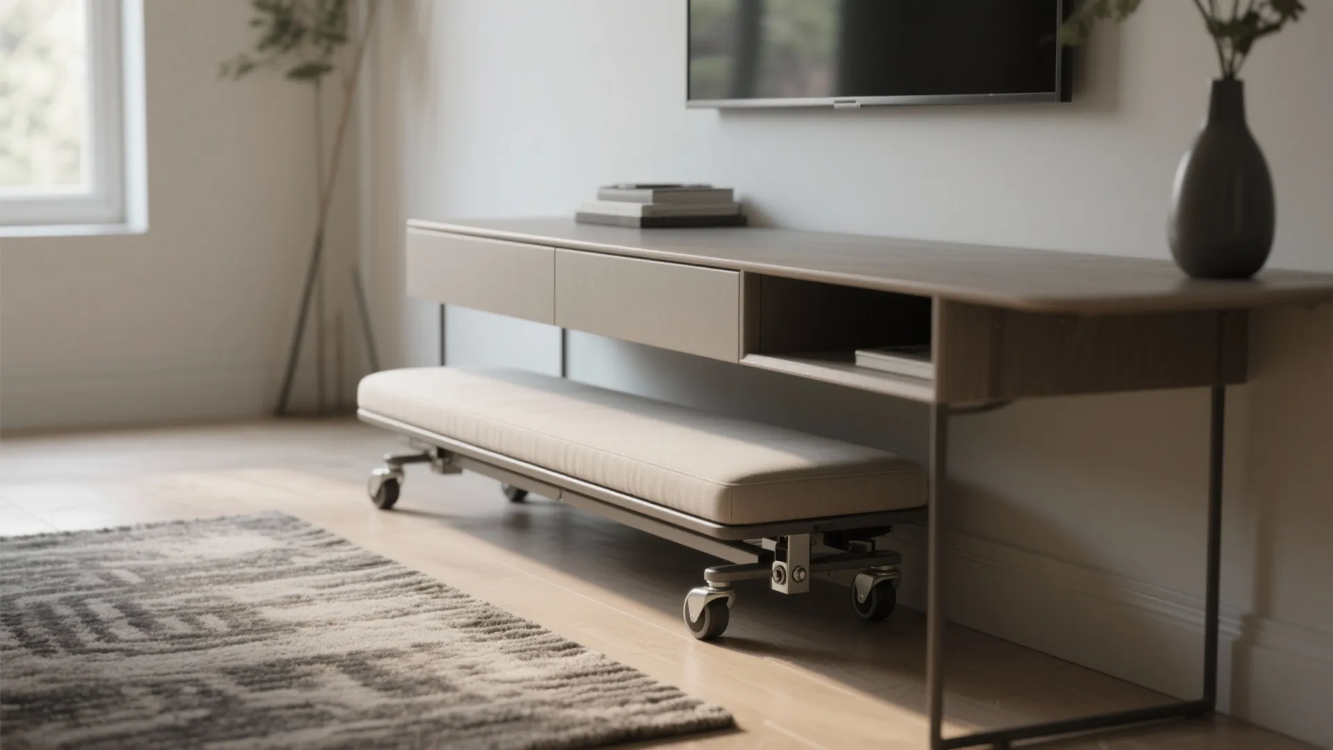 4. Slim adjustable bench with wheels