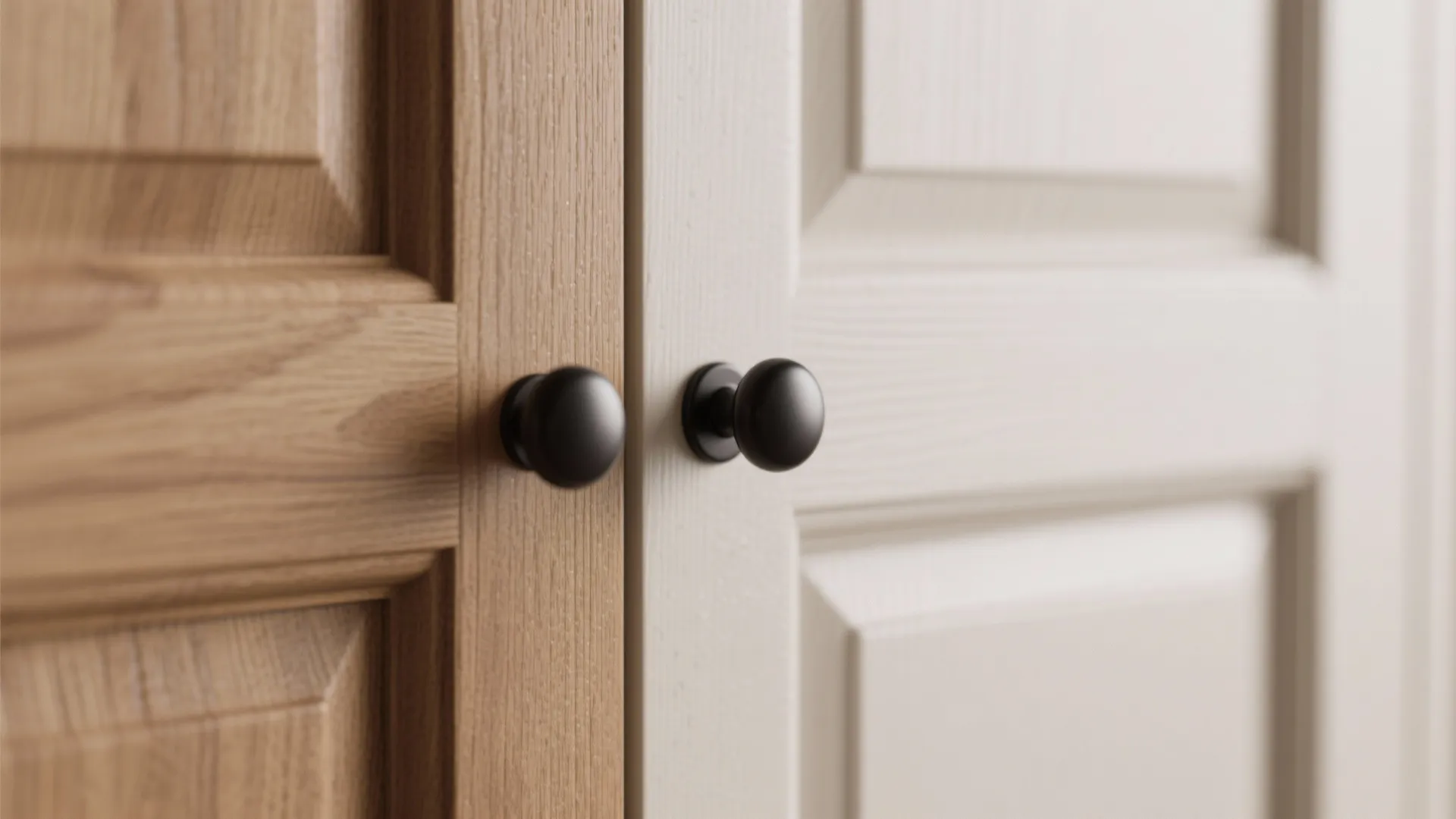 2. Slim black knobs for compact or shaker-style cabinets