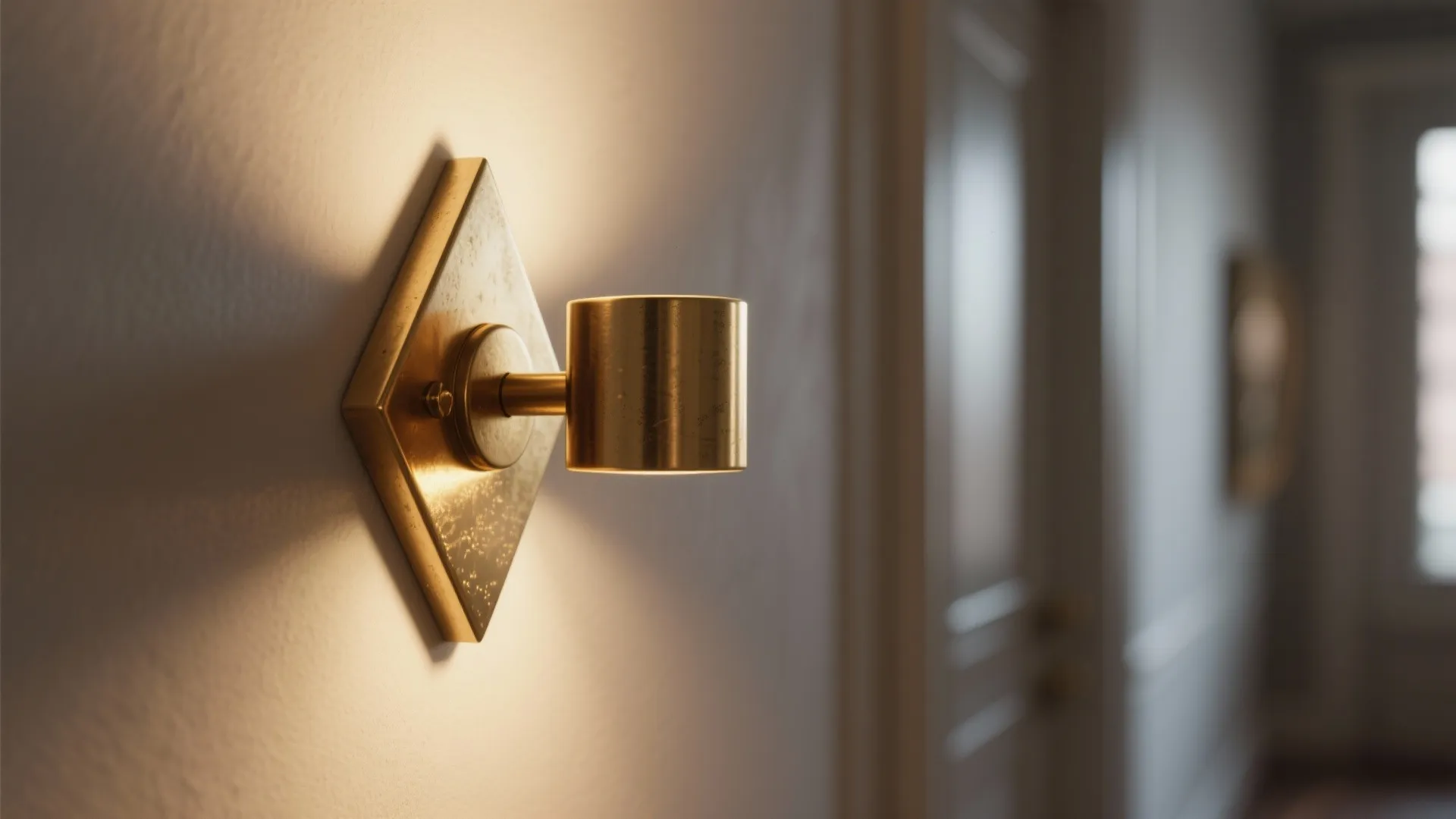 1. Slim Brass Sconces with Geometric Backplates