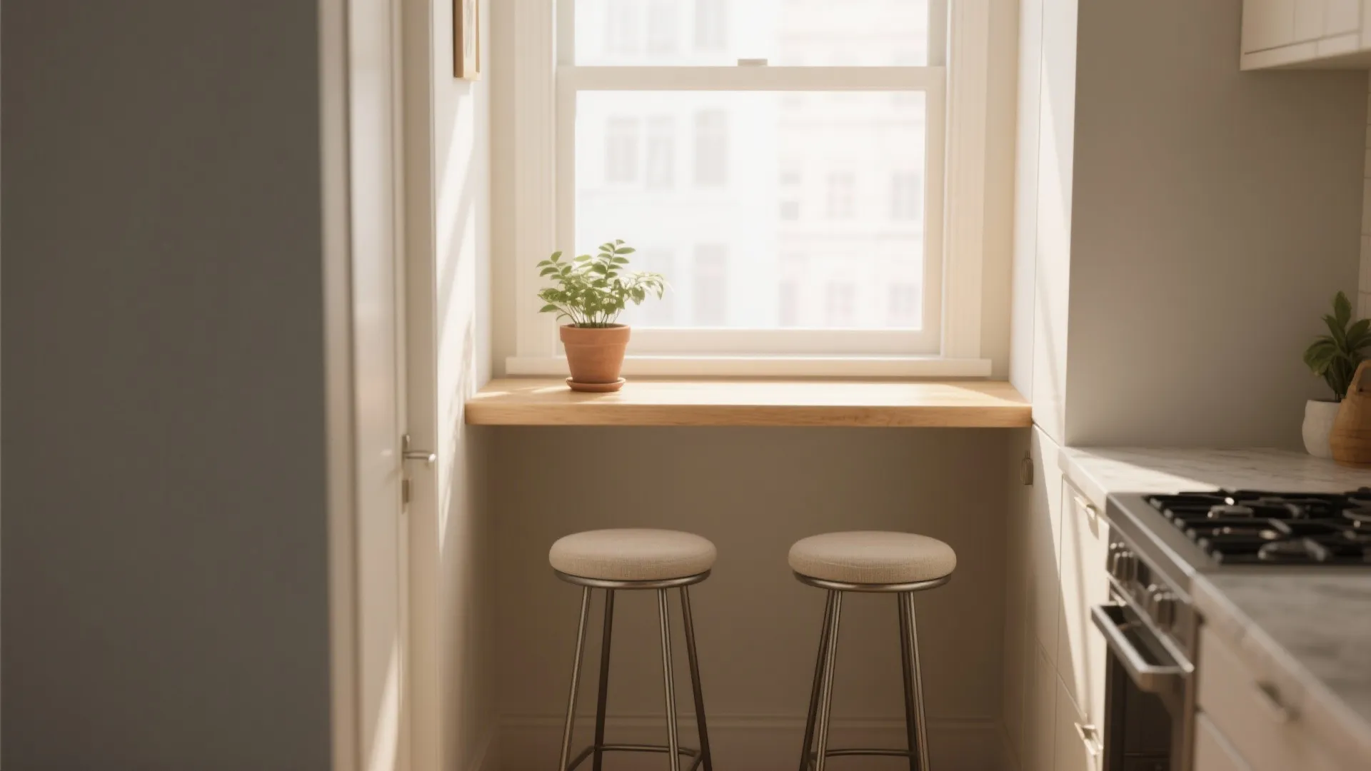 5. Slim breakfast nook with stools or slender chairs