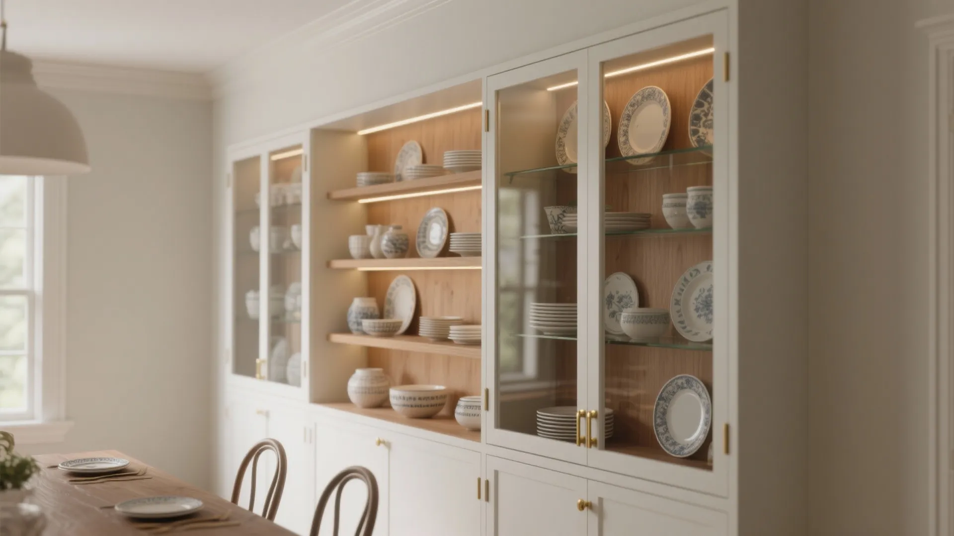 Slim Built-in Hutch with Glass Doors