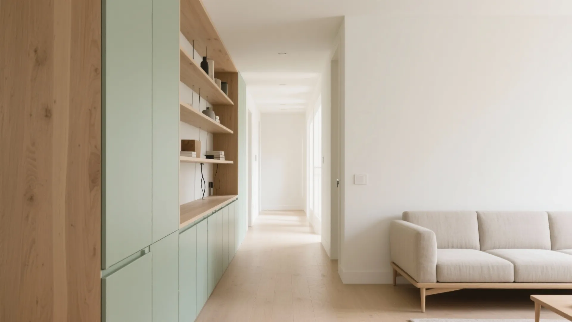 1) Slim Built-Ins + Vertical Lines for Clutter-Free Calm