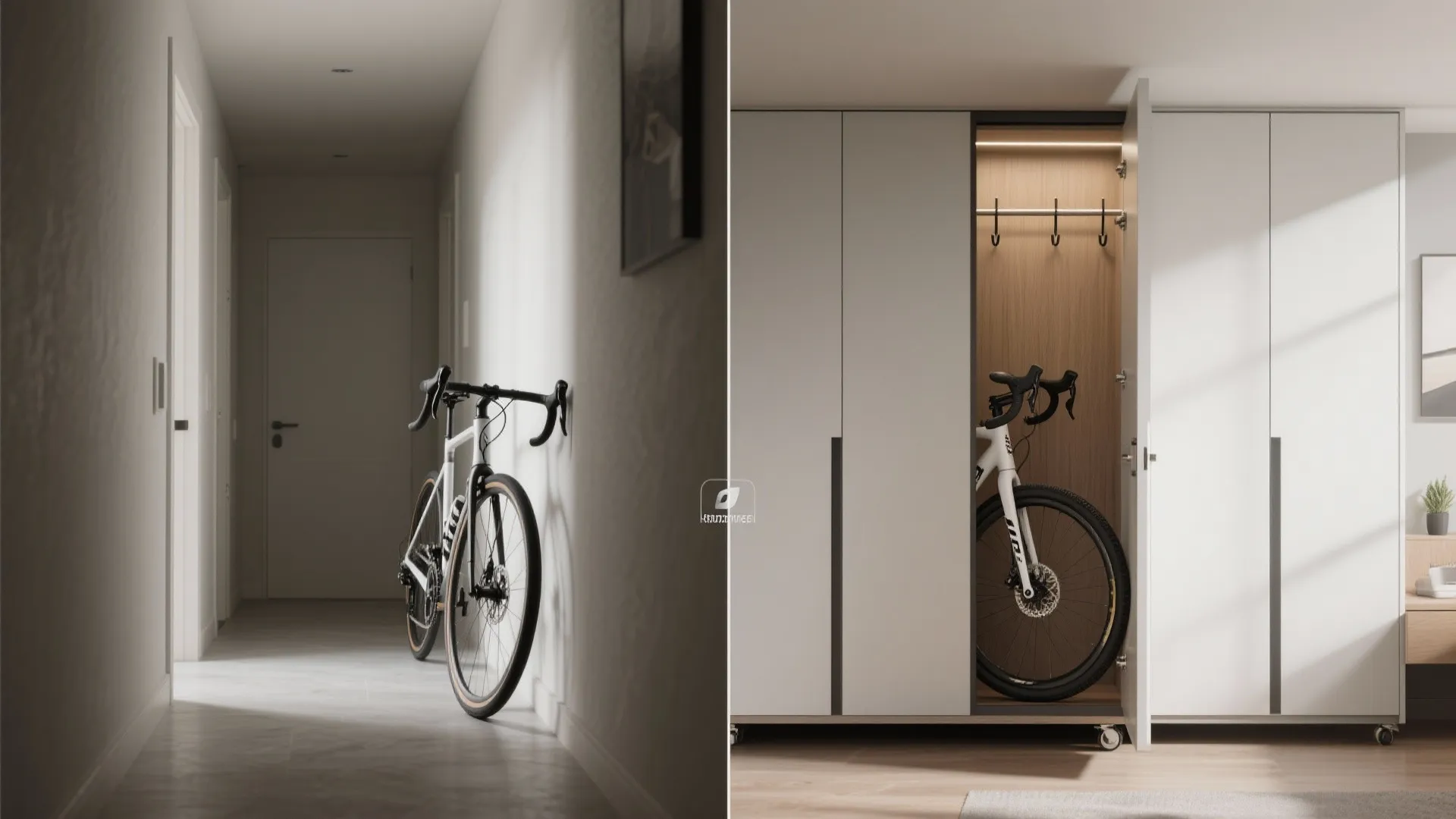 4. Slim rolling cabinets and hidden garages