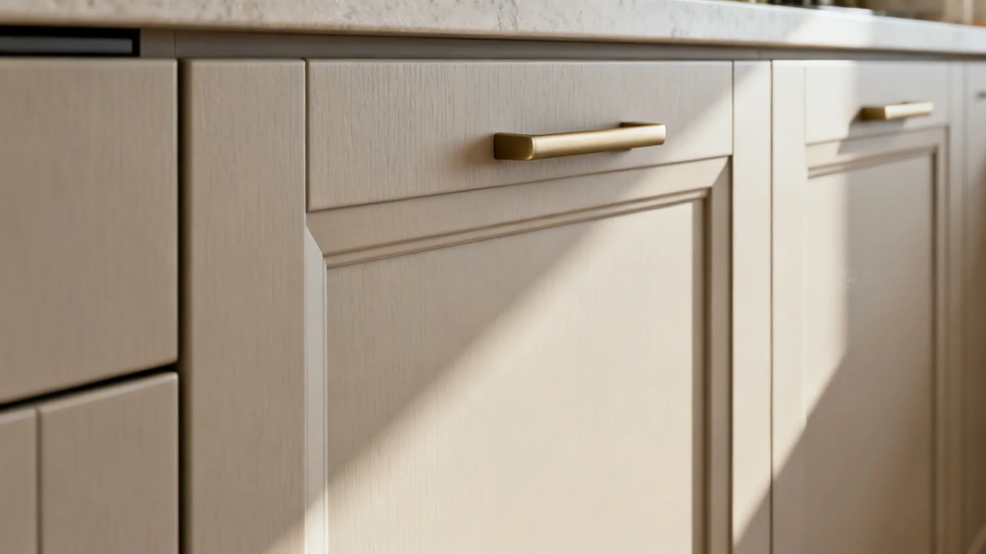 Slim-profile cabinets and streamlined hardware