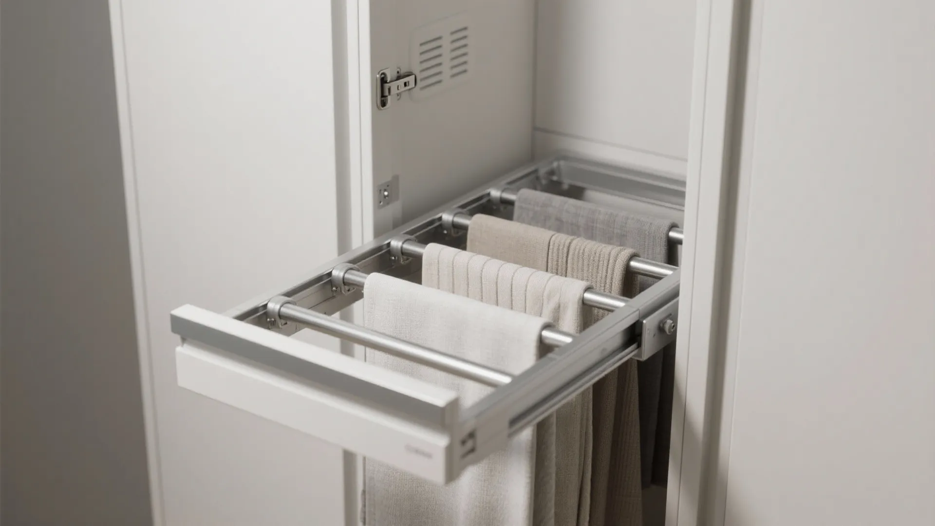 4. Slim cabinetry with retractable drying rails
