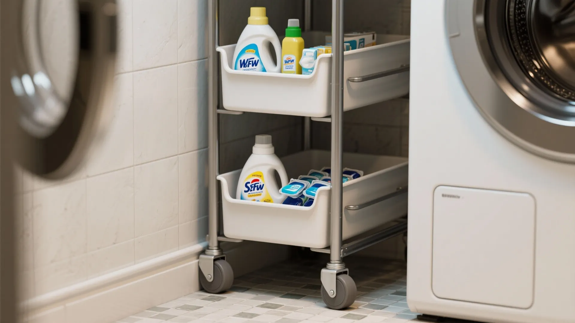 2. Slim rolling carts and narrow pull-out units