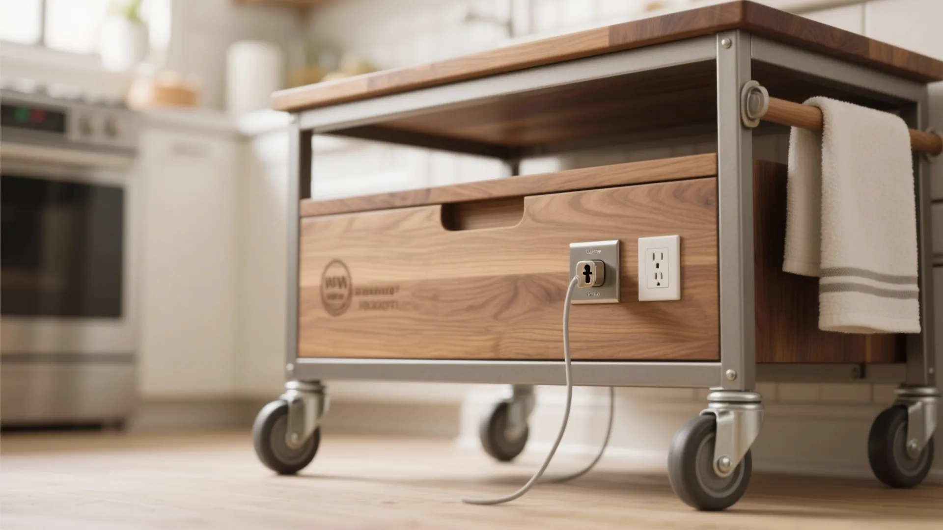 Tip 3: Add a slim, mobile island or cart with power