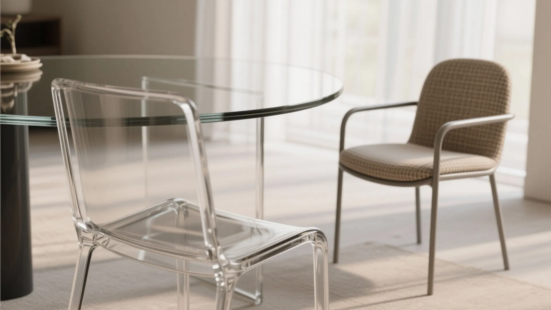 2. Go Slim with Chairs and Choose Transparent or Wire Frames