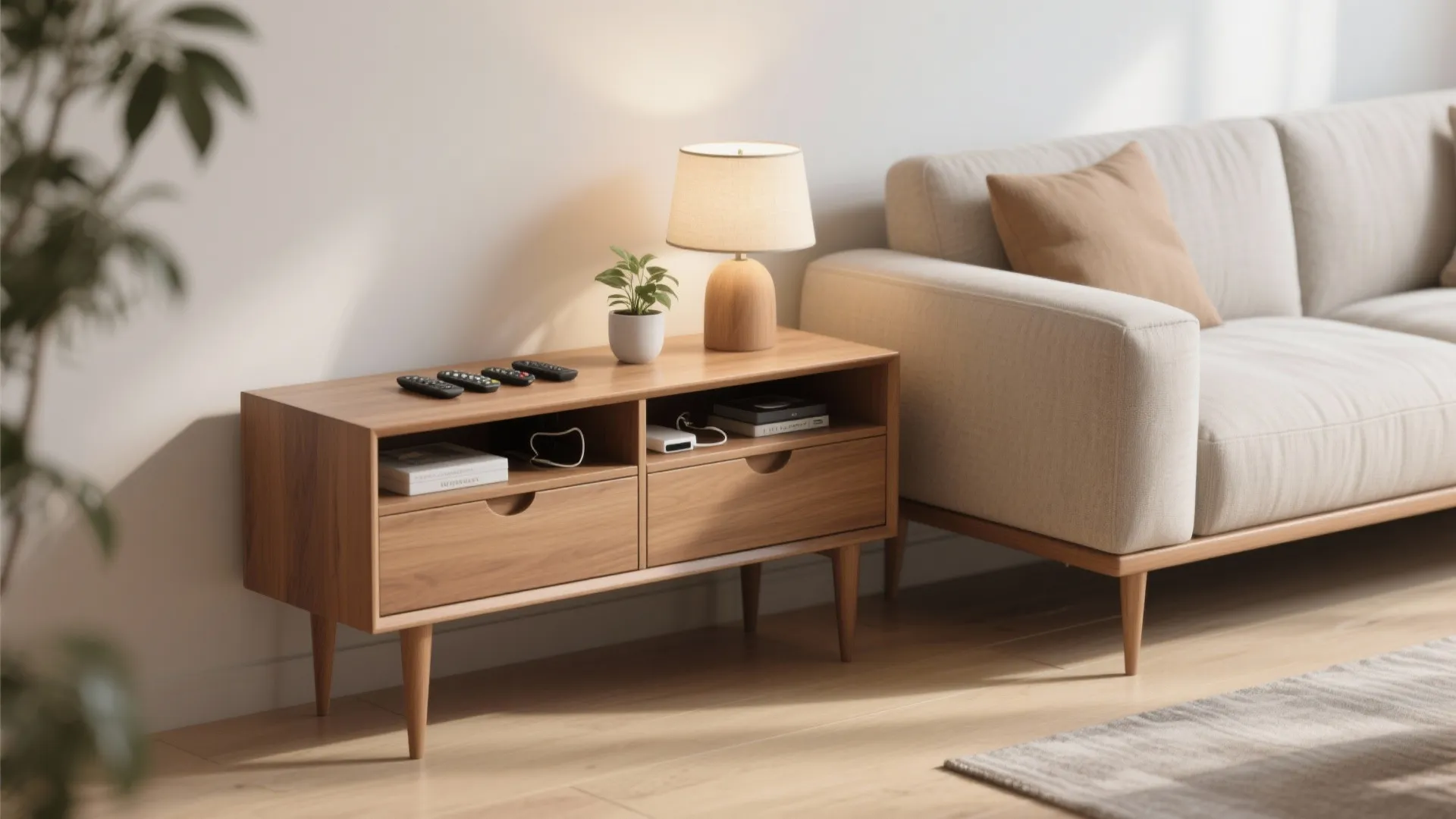 1) Slim Profile Chest Beside the Sofa